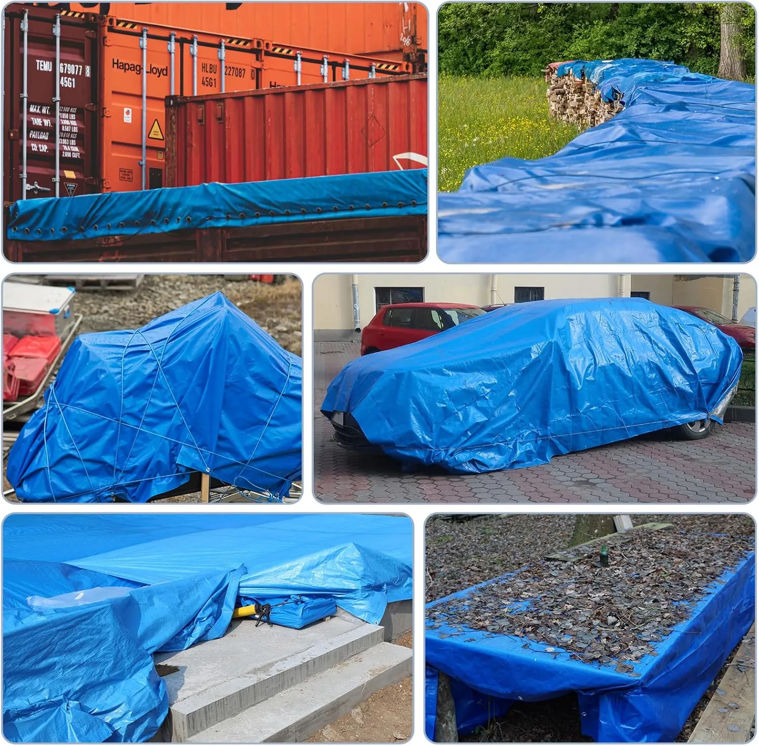 Tarp Heay Duty Waterproof 8x14ft,Blue Tarp Plastic Tarp Poly Tarpaulin Cover for Outdoor,Emergency Rain,Roof, Pool, Boat,Camping - Multipurpose with 11Mil Thickness