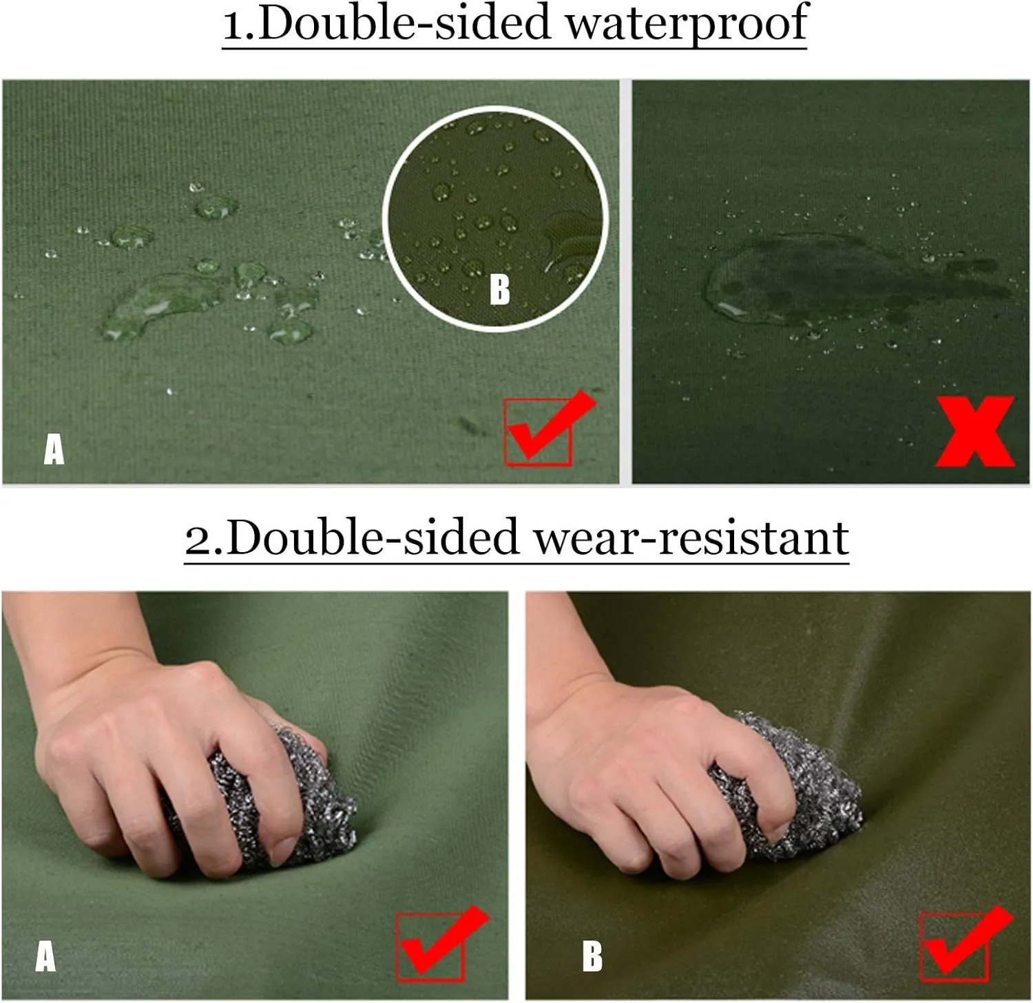 Tarp, Super Heavy Duty 0.86mm Poly Tarp Cover, Thick Waterproof, Tear Proof Tarpaulin with Grommets and Reinforced Edges, for Tarpaulin Canopy Tent, Boat or Pool Cover,300cmx300cm