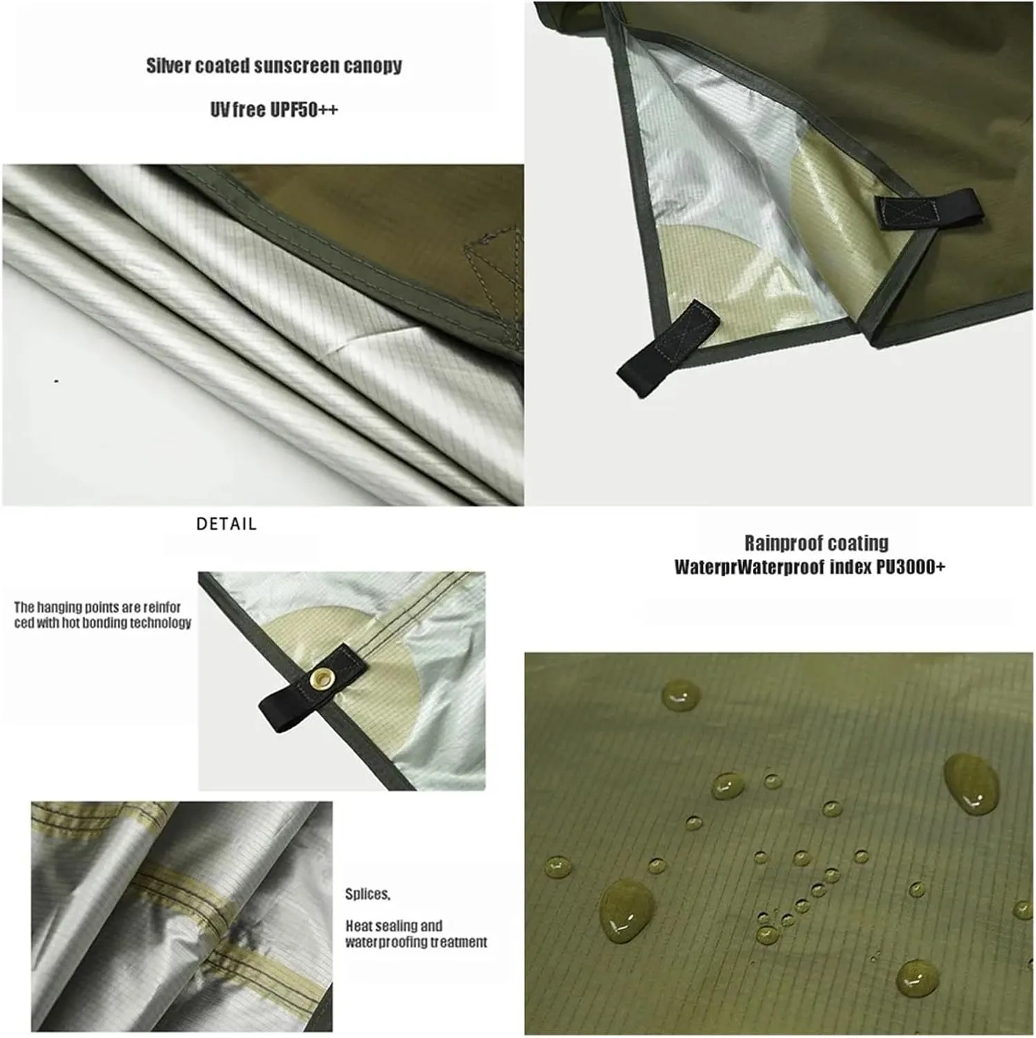Tarp Tent Waterproof Camping Outdoor Hiking Backpacking Tent Tarp Camping Tourist Beach Sun Shelter(3X3meters)