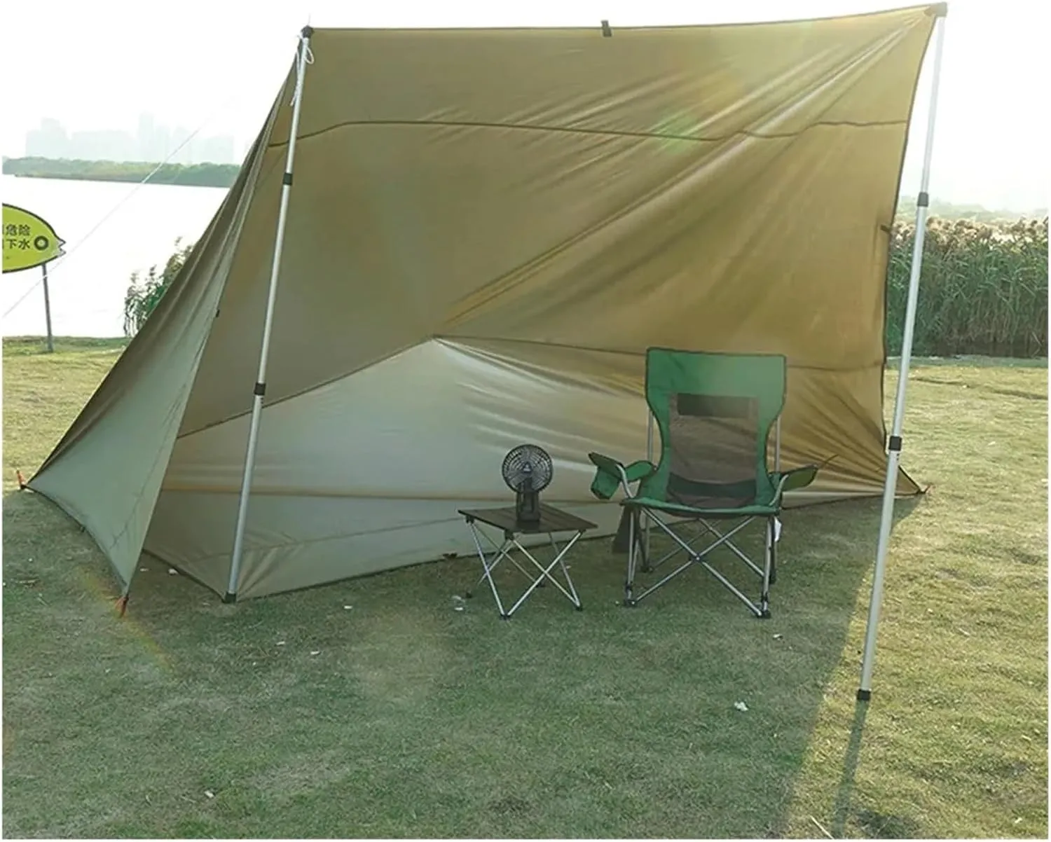 Tarp Tent Waterproof Camping Outdoor Hiking Backpacking Tent Tarp Camping Tourist Beach Sun Shelter(3X3meters)