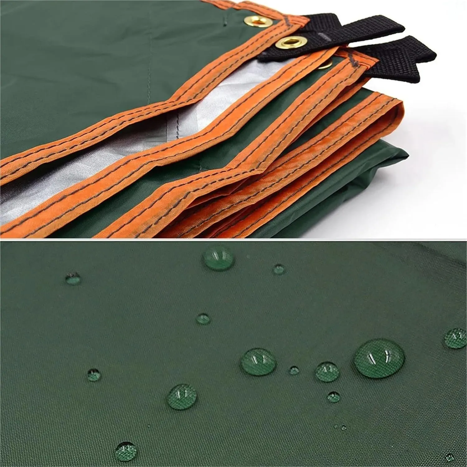 Tarp with Support Pole Rope Peg Waterproof Awning Tent Shade Garden Sunshade Outdoor Camping Sun Shelter for Outdoors, Picnic(Green,3x5m Iron Pole)
