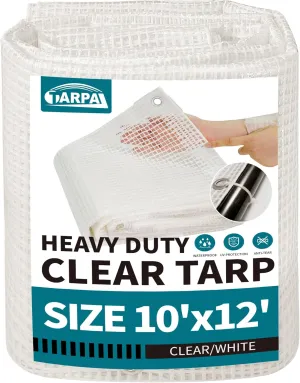 TARPAL 10'x12' Clear White Tarp Heavy Duty Waterproof 12mil with Grommets or Zip Ties for Large Greenhouses for Outdoors Garden,Farm,Chicken Coops