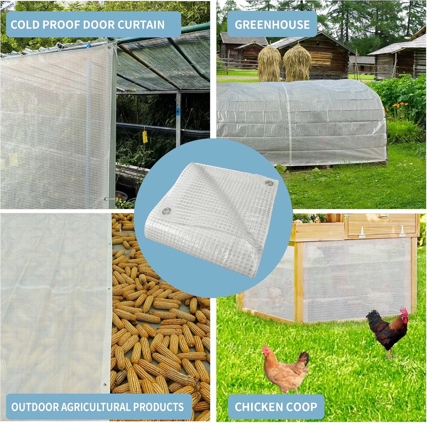 TARPAL 10'x12' Clear White Tarp Heavy Duty Waterproof 12mil with Grommets or Zip Ties for Large Greenhouses for Outdoors Garden,Farm,Chicken Coops