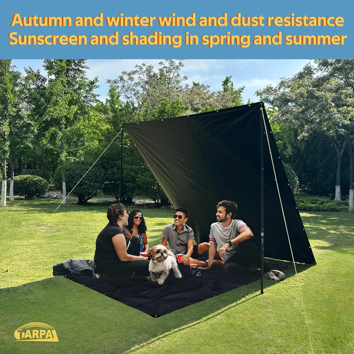 TARPAL Waterproof tarp 6x8（2Pack） Black Heavy Duty tarp 14mil polyethylene tarps Multifunctional Tarpaulin，Snow or UV Protection,Suitable for Outdoor Furniture, awnings,Roofs,Tents tarp Cover