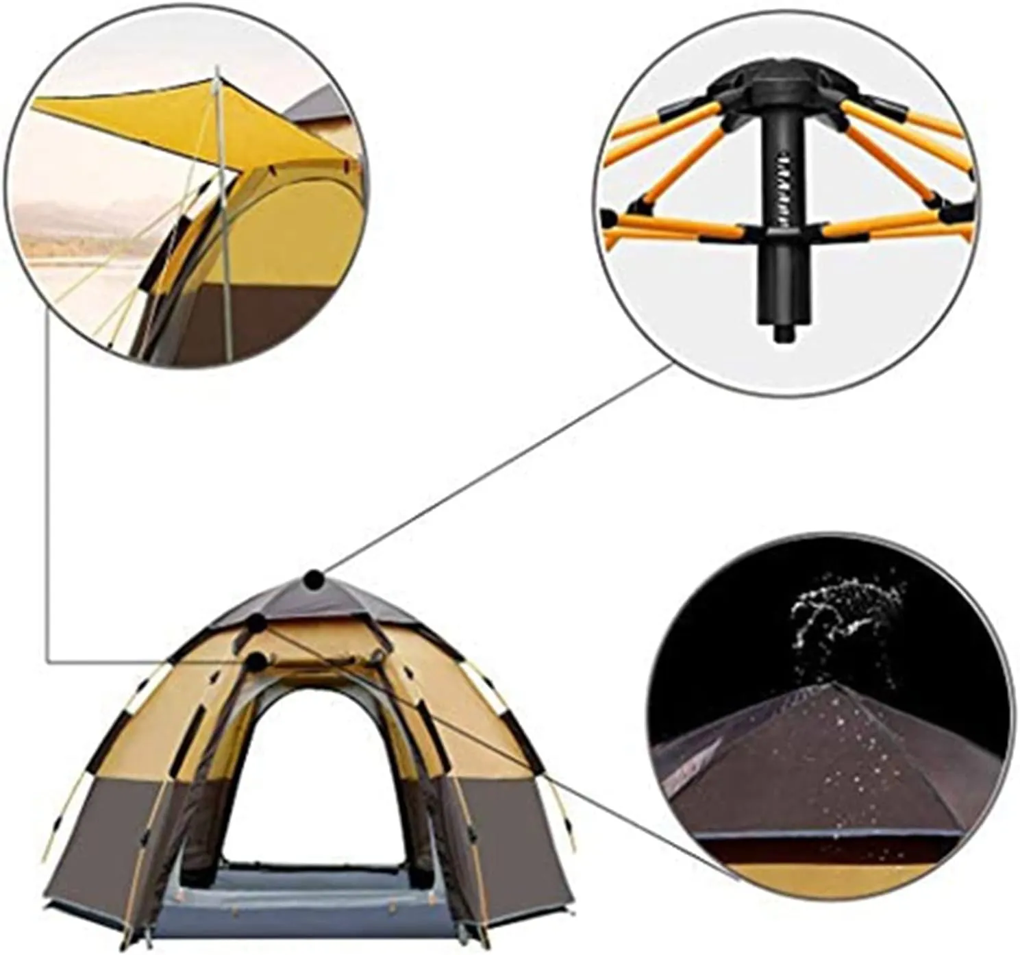 Tarpaulin Shade Cloth Rainproof Cloth Tent Automatic Opening Hexangular Hydraulic Tent - Ultra Large Waterproof Dome Tent- Uv Protected Family Camping Tents Green (Color : A, Size : Large)