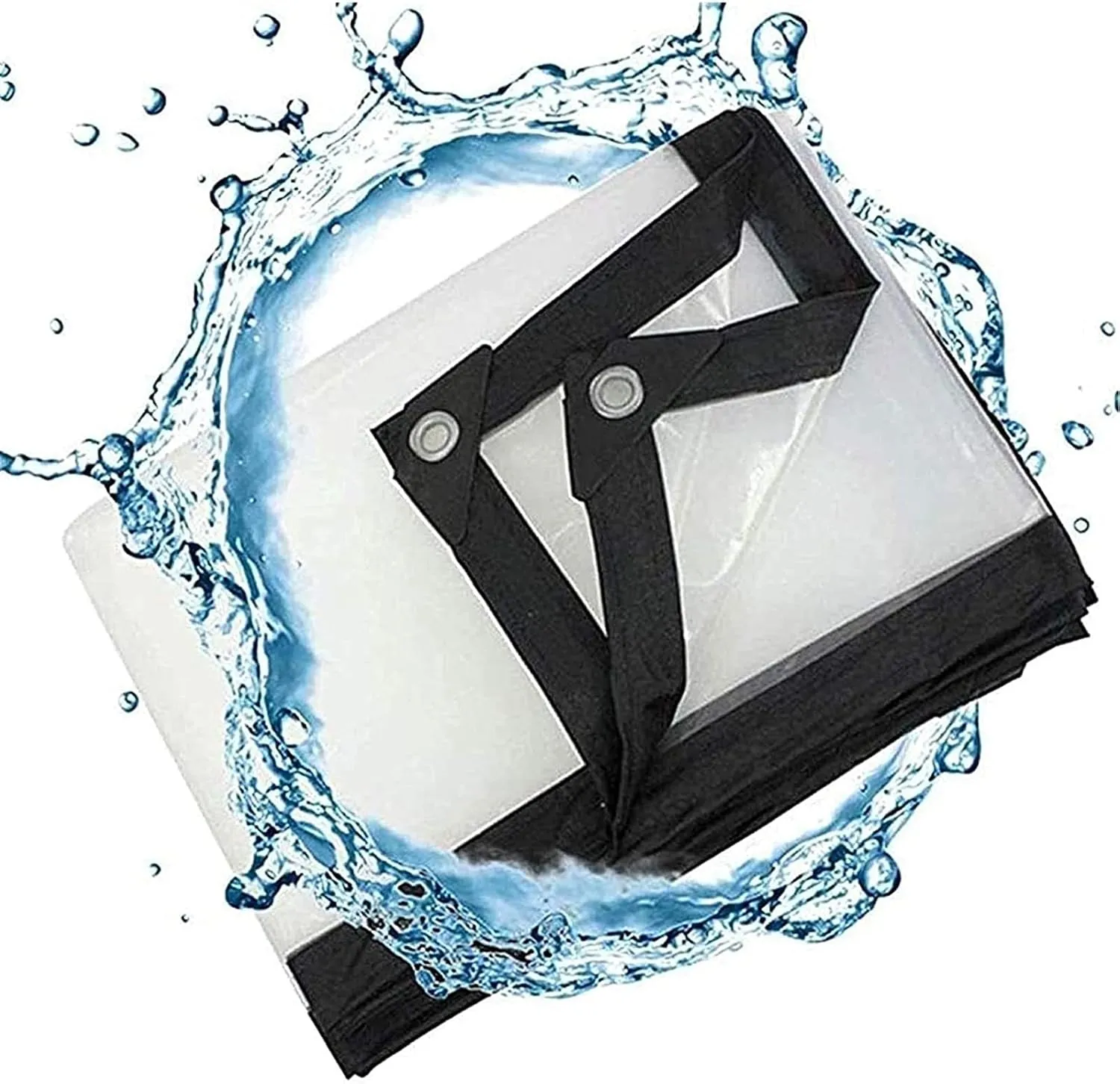 Tarpaulin Transparent Waterproof Clear Tarps with Grommets, Anti-Tear Oil Proof Anti-Aging PE Plastic Cover Heavy Duty Dustproof Rainproof for Outdoor Cover Camping(6' x 9')