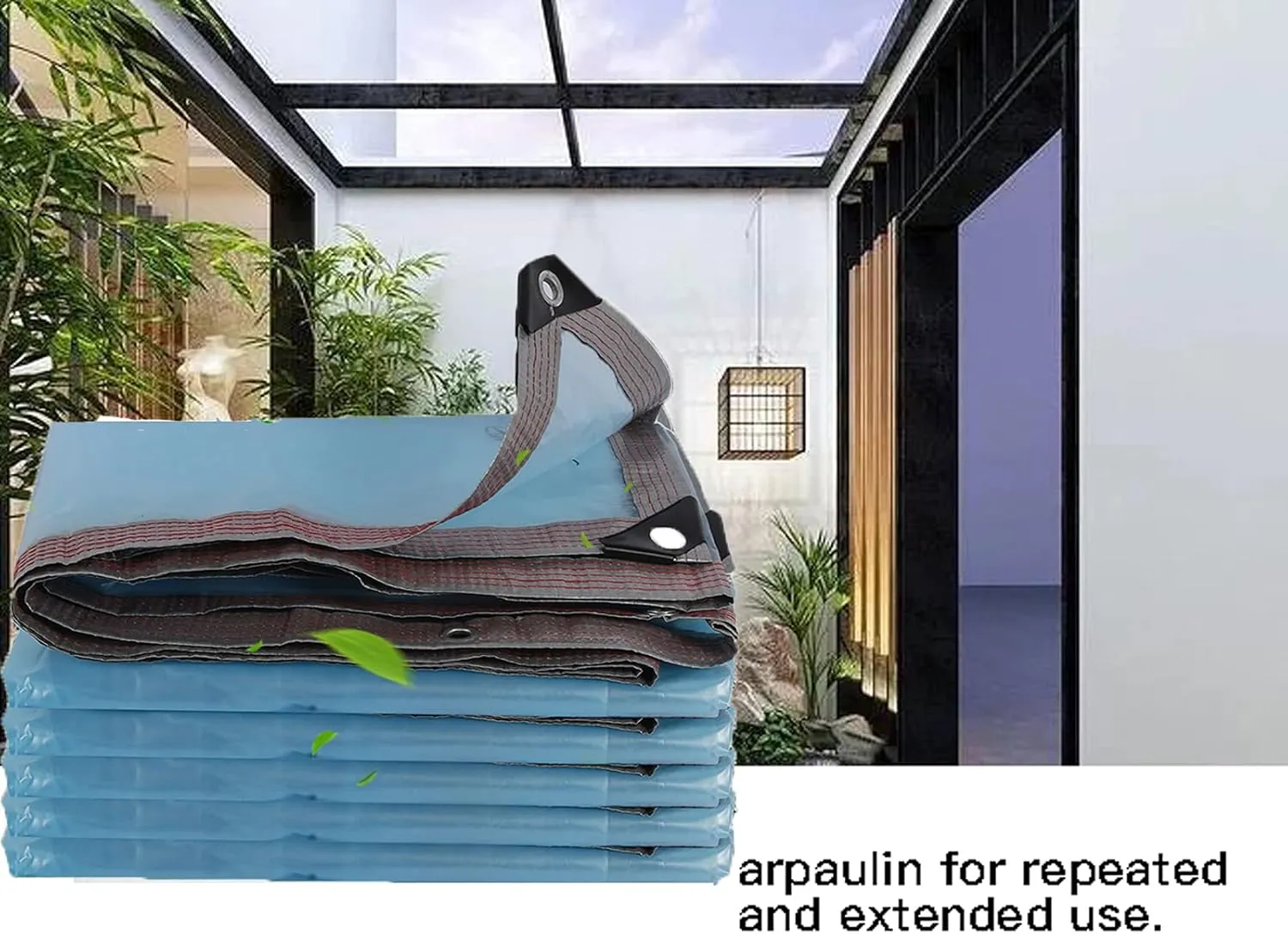 Tarpaulin Waterproof Heavy Duty Clear 7x20ft, Clear Poly Tarp, PVC Tarpaulin Duffel Bag, Durable, Heat Preservation, for Outdoor Shelter, Roof Cover, Garden Shade, Camping (2x6m)