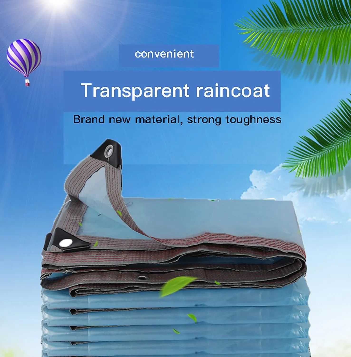 Tarpaulin Waterproof Heavy Duty Clear 7x20ft, Clear Poly Tarp, PVC Tarpaulin Duffel Bag, Durable, Heat Preservation, for Outdoor Shelter, Roof Cover, Garden Shade, Camping (2x6m)