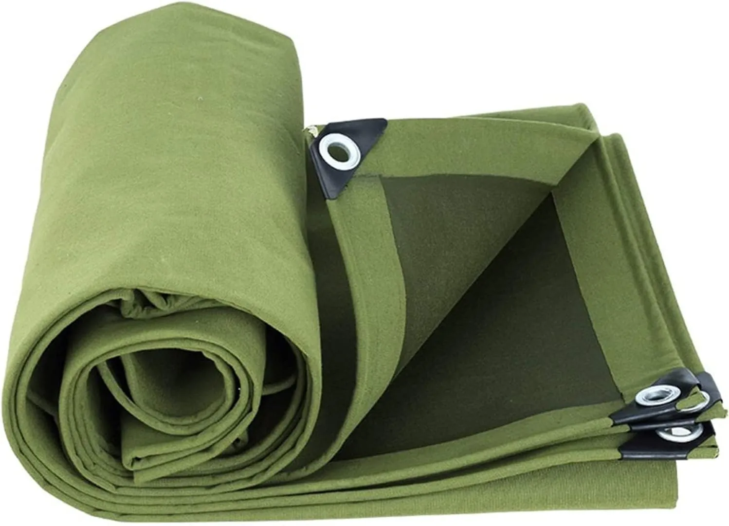 Tarpaulin, Waterproof Heavy-Duty Green Tarp Sheet Premium Quality-Canvas，for Outdoor Camping Truck Car, Double Side Army Green,6x12m