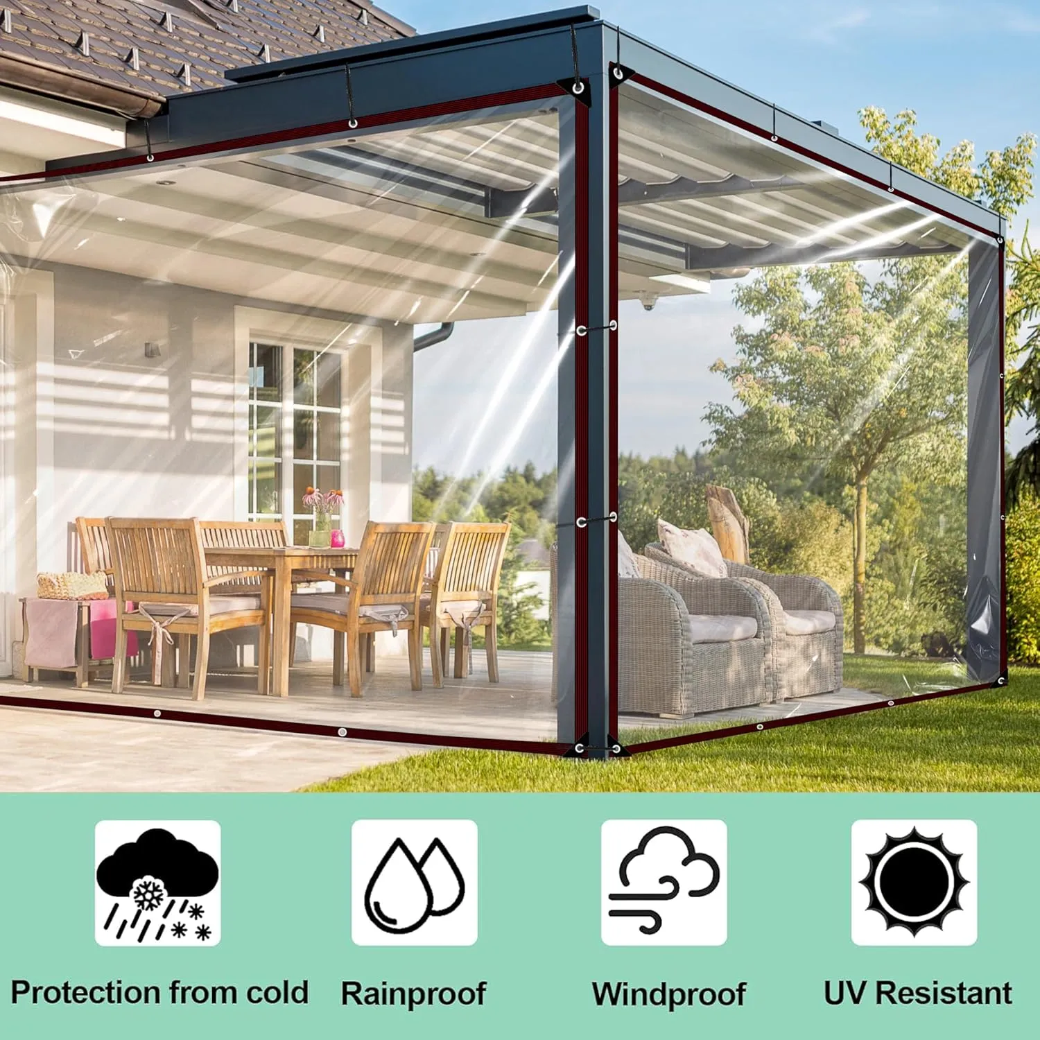 Tarps Heavy Duty Waterproof 10x12 - with Grommets Small Tarp, Clear Vinyl Patio Enclosure Tarpaulin for Porch Cover Chicken Coop Covers for Winter Transparent Lonas