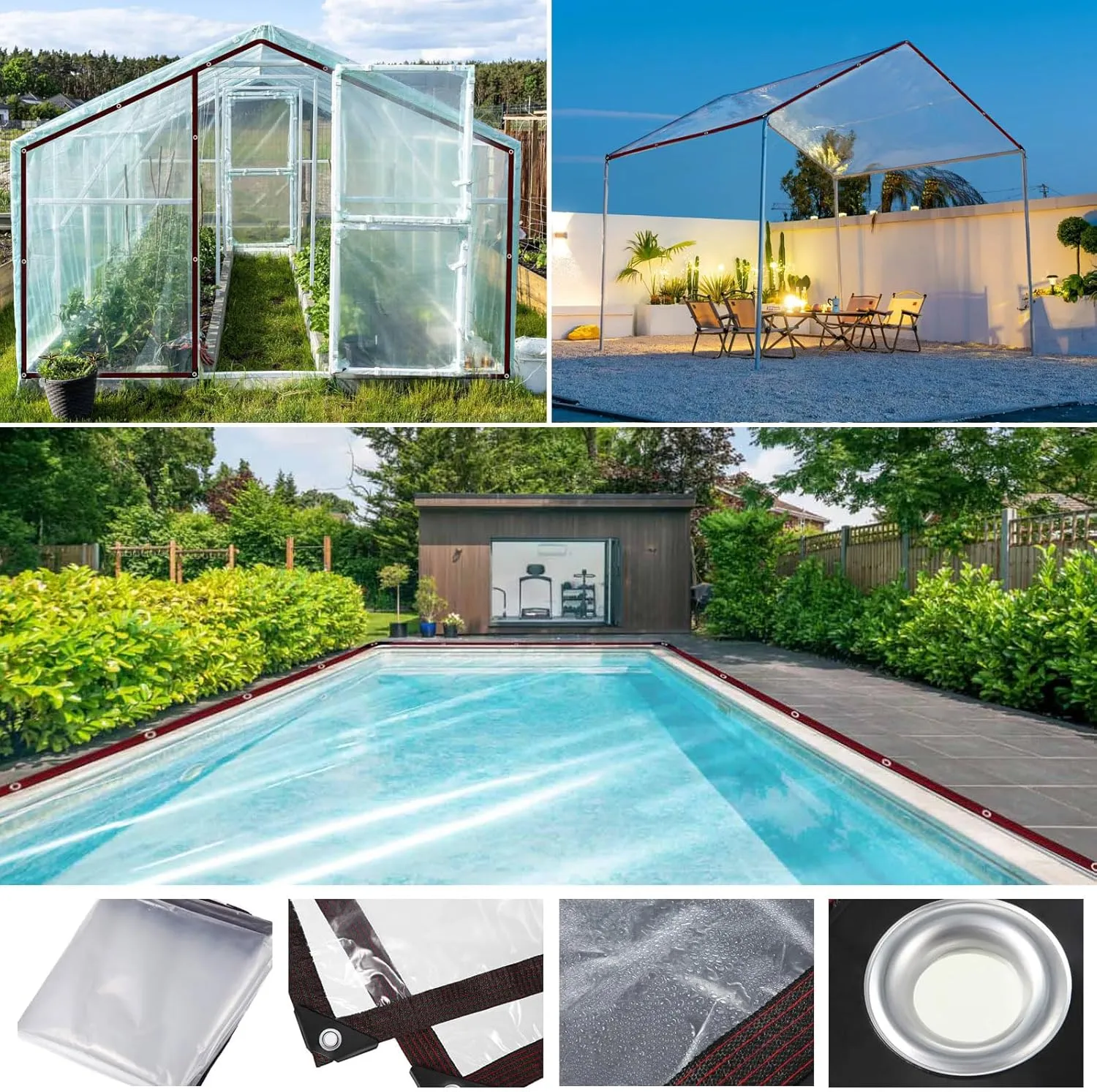Tarps Heavy Duty Waterproof 10x12 - with Grommets Small Tarp, Clear Vinyl Patio Enclosure Tarpaulin for Porch Cover Chicken Coop Covers for Winter Transparent Lonas