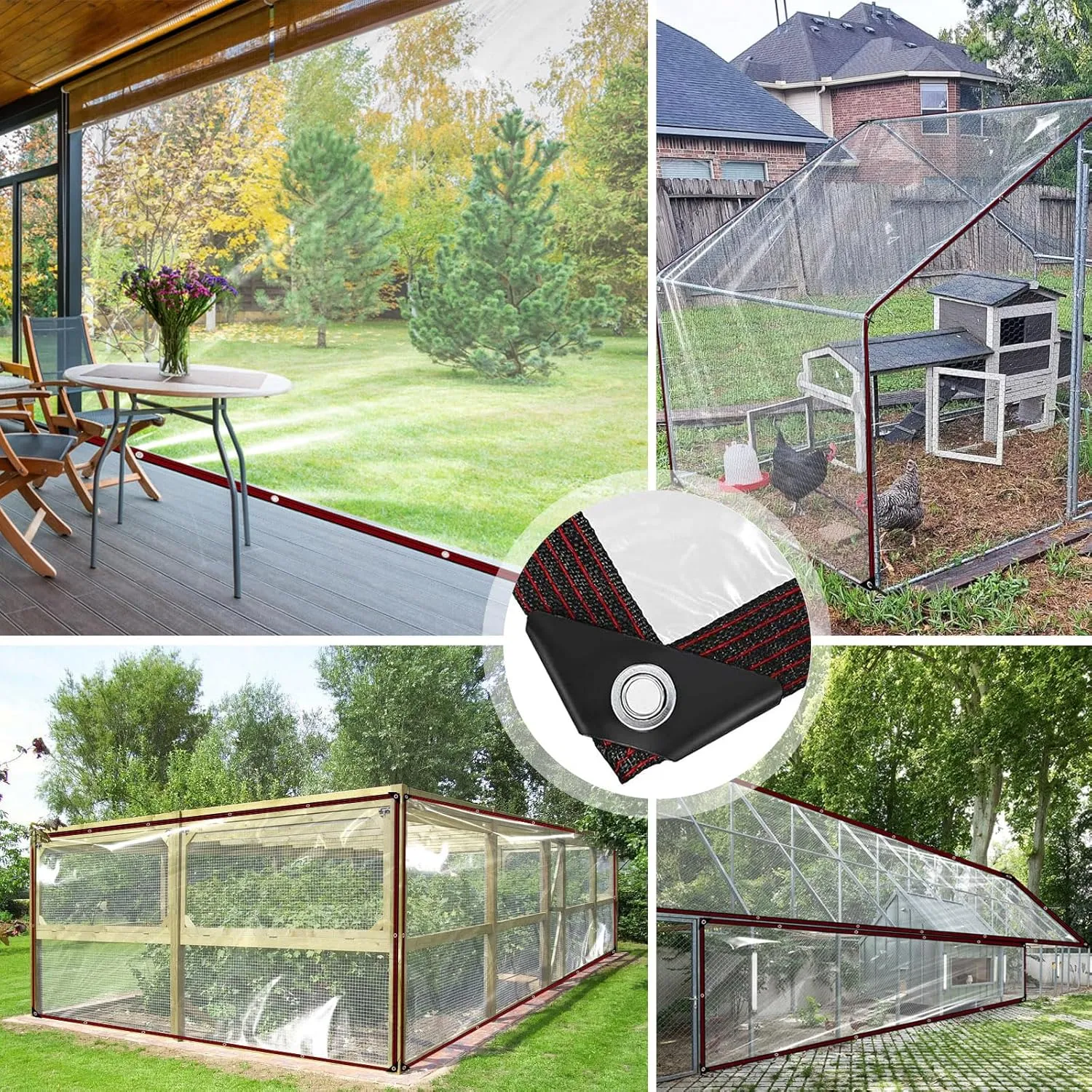 Tarps Heavy Duty Waterproof 10x12 - with Grommets Small Tarp, Clear Vinyl Patio Enclosure Tarpaulin for Porch Cover Chicken Coop Covers for Winter Transparent Lonas