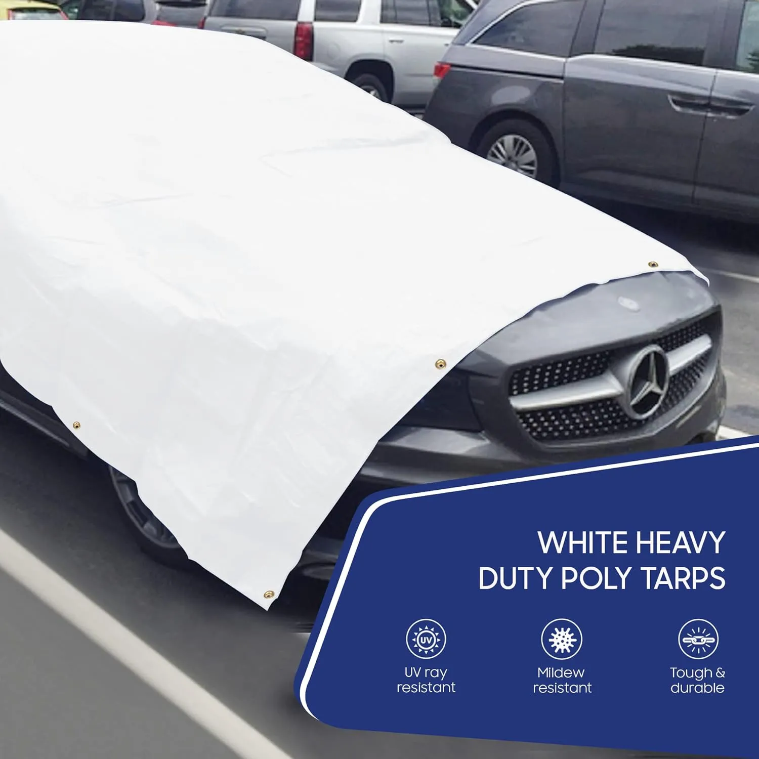 Tarps Now 10x10 Feet Poly Tarp |12 MIL Heavy Duty Waterproof Cover |Rip and Tear Proof Plastic Tarp with Rustproof Aluminum Grommets & Reinforced Edges |Ideal for Roof Repairs, Landscaping-White