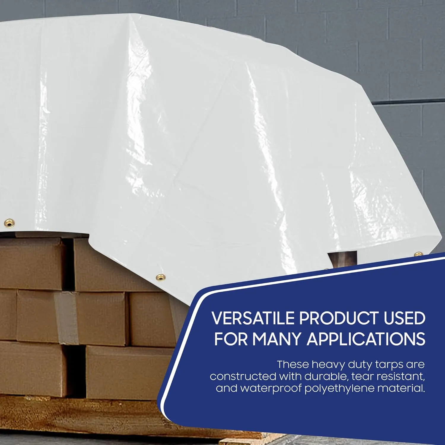 Tarps Now 10x10 Feet Poly Tarp |12 MIL Heavy Duty Waterproof Cover |Rip and Tear Proof Plastic Tarp with Rustproof Aluminum Grommets & Reinforced Edges |Ideal for Roof Repairs, Landscaping-White