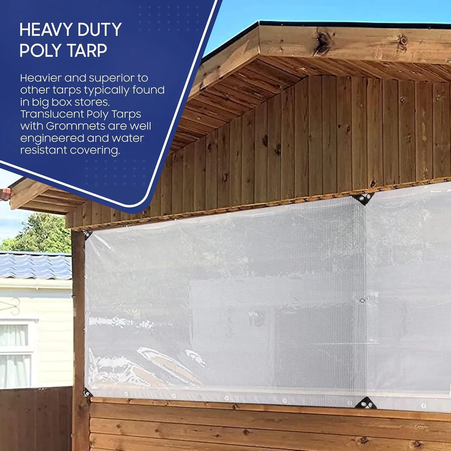 Tarps Now 10x10 Feet Translucent Poly Tarp |12 MIL Heavy Duty Waterproof Cover |Tear Proof Plastic Tarp with Rustproof Aluminum Grommets & Reinforced Edges |Ideal for Roof, Landscaping-Clear & White