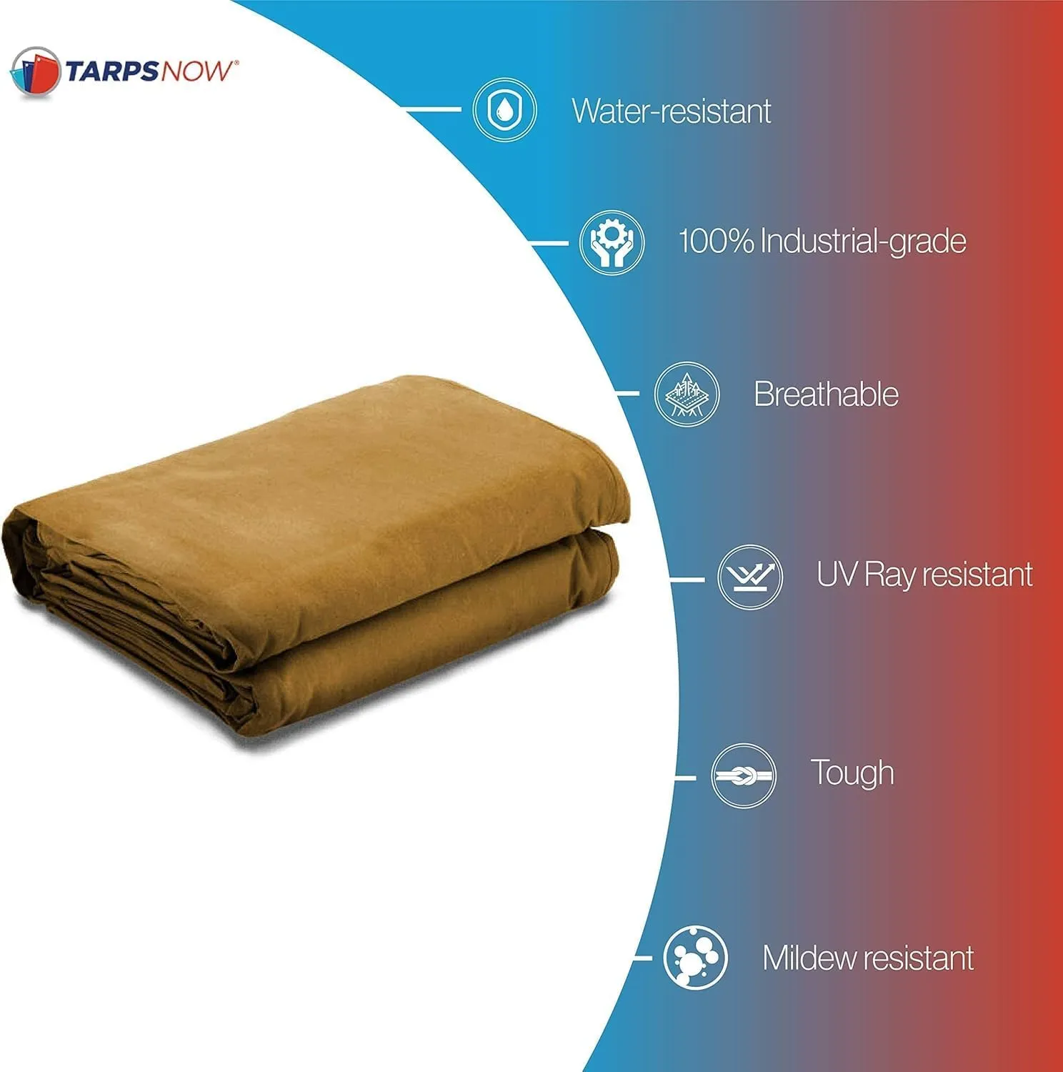 Tarps Now 12x20 ft Heavy Duty Canvas Tarp | 18 MIL Industrial Grade, Tear Resistant, Reinforced Edges, Nickel Plated Grommets | Ideal for Construction, Trucking, Manufacturing, Automotive – Tan Color