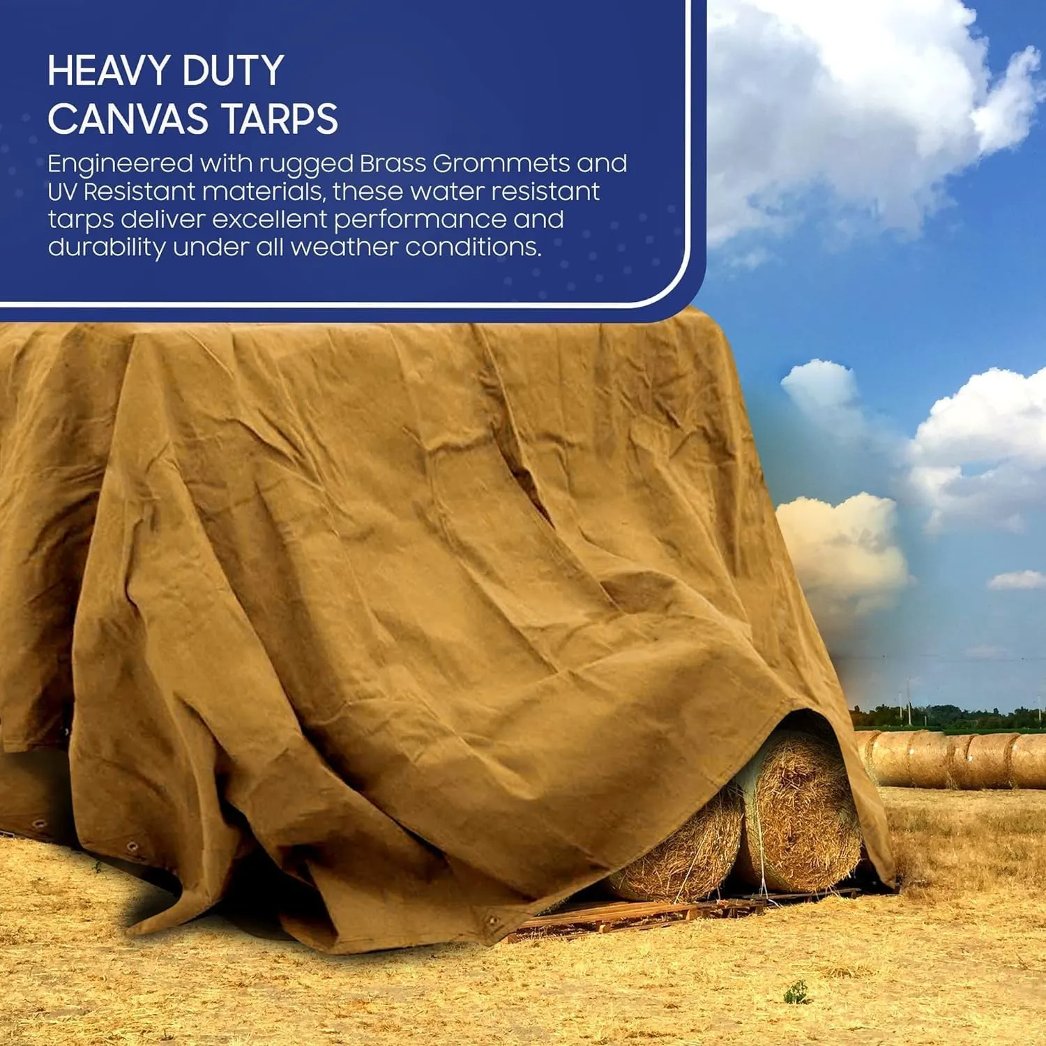 Tarps Now 12x20 ft Heavy Duty Canvas Tarp | 18 MIL Industrial Grade, Tear Resistant, Reinforced Edges, Nickel Plated Grommets | Ideal for Construction, Trucking, Manufacturing, Automotive – Tan Color