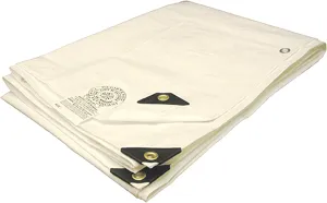 Tarps Now 20x20 Feet Fire Retardant Poly Tarp |12 MIL Heavy Duty Waterproof Cover |Rip and Tear Proof Plastic Tarp with Rustproof Aluminum Grommets & Reinforced Edges |Ideal for Camping - White