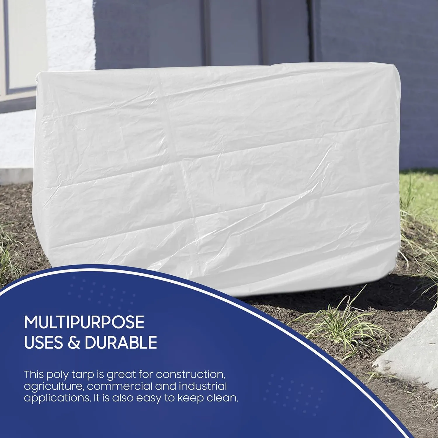 Tarps Now 24x30 Feet Poly Tarp |12 MIL Heavy Duty Waterproof Cover |Rip and Tear Proof Plastic Tarp with Rustproof Aluminum Grommets & Reinforced Edges |Ideal for Roof Repairs, Landscaping-White