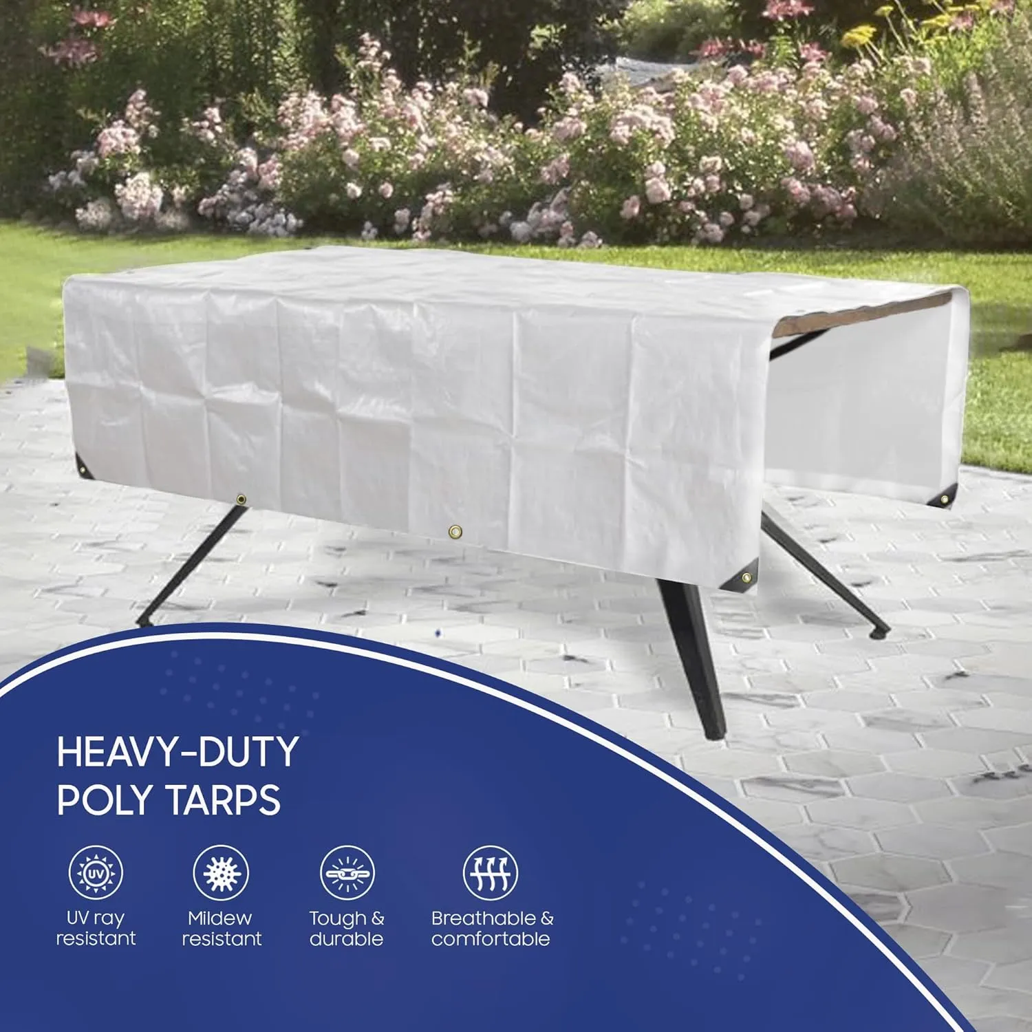 Tarps Now 24x30 Feet Poly Tarp |12 MIL Heavy Duty Waterproof Cover |Rip and Tear Proof Plastic Tarp with Rustproof Aluminum Grommets & Reinforced Edges |Ideal for Roof Repairs, Landscaping-White