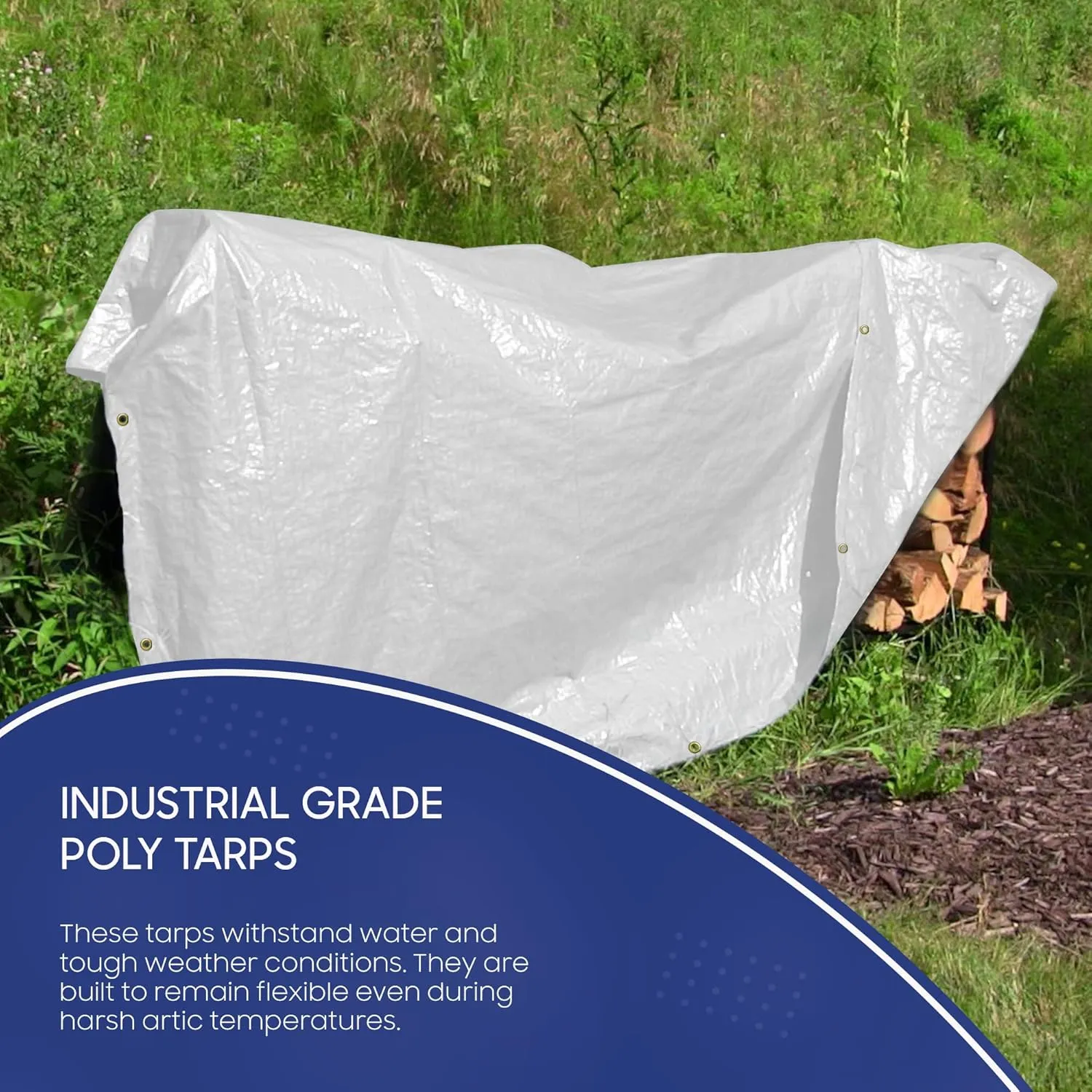 Tarps Now 24x30 Feet Poly Tarp |12 MIL Heavy Duty Waterproof Cover |Rip and Tear Proof Plastic Tarp with Rustproof Aluminum Grommets & Reinforced Edges |Ideal for Roof Repairs, Landscaping-White
