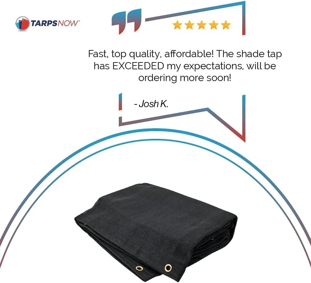 Tarps Now 50x50 ft Heavy Duty Mesh Tarp, 75% Sunblock Shade Cloth with Grommets & Reinforced Edges, Useful for Dump Trucks, Patio Privacy Screen, Wind Block, Canopies, & Pool Cover-Black