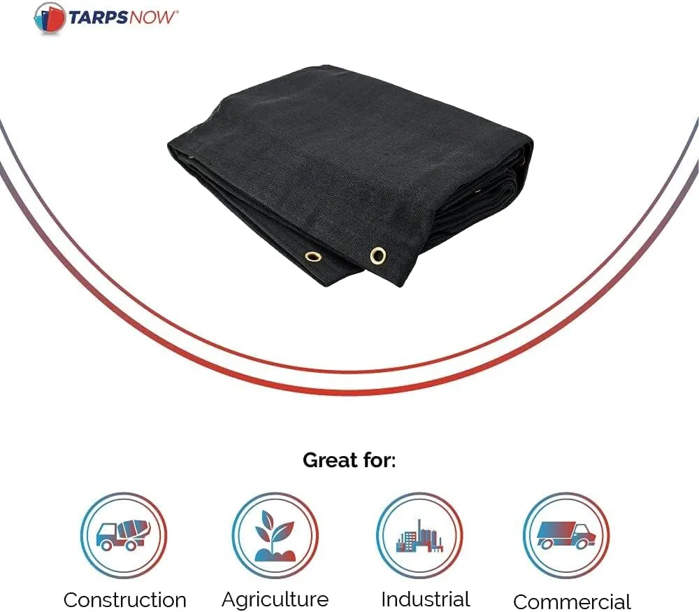 Tarps Now 50x50 ft Heavy Duty Mesh Tarp, 75% Sunblock Shade Cloth with Grommets & Reinforced Edges, Useful for Dump Trucks, Patio Privacy Screen, Wind Block, Canopies, & Pool Cover-Black