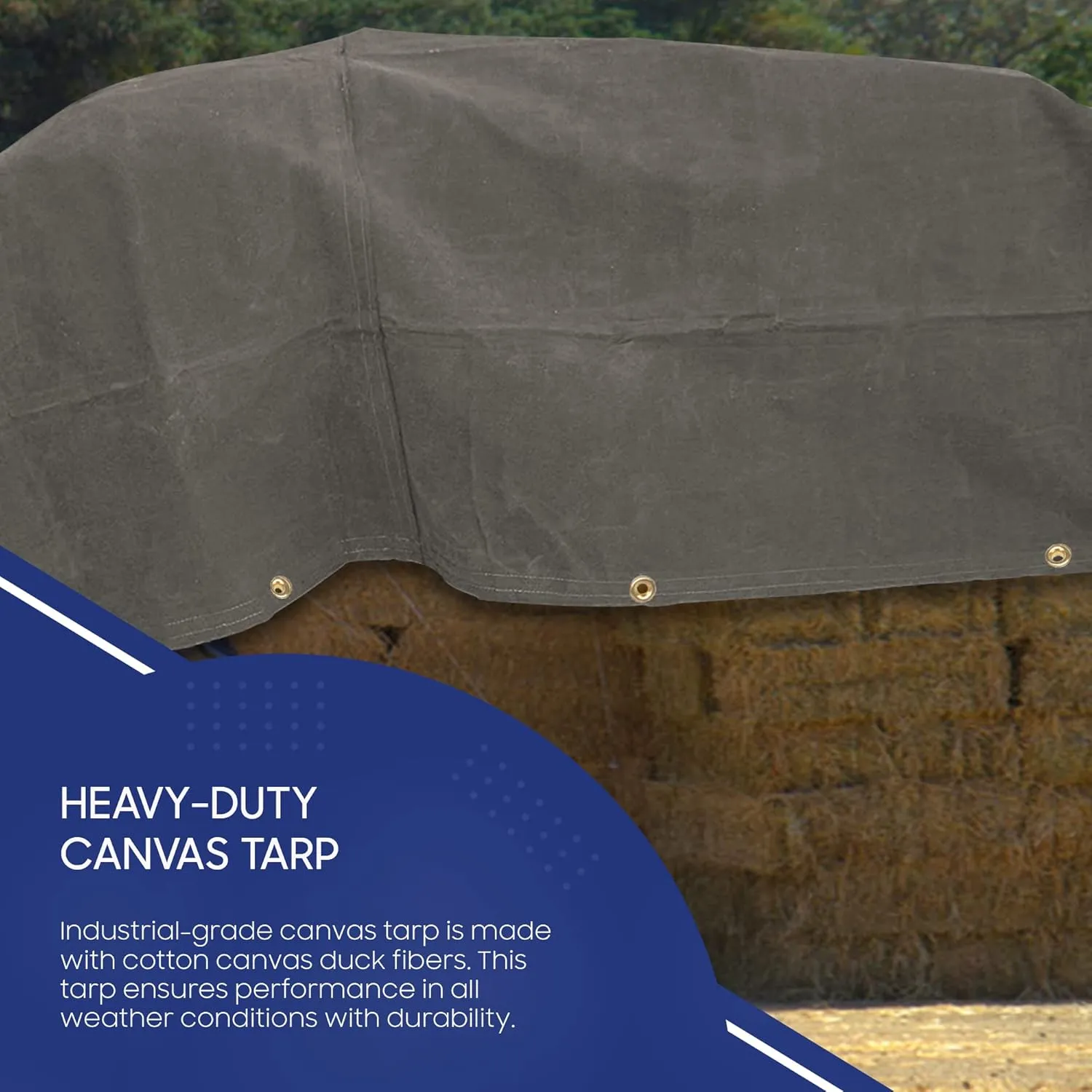 Tarps Now 8x12 ft Fire Retardant Canvas Tarp | 18 MIL Heavy Duty, Flame Retardant, Tear Resistance, Reinforced Edges, Brass Grommets | Ideal for Fire Prevention, Construction, Repairs | Olive Color