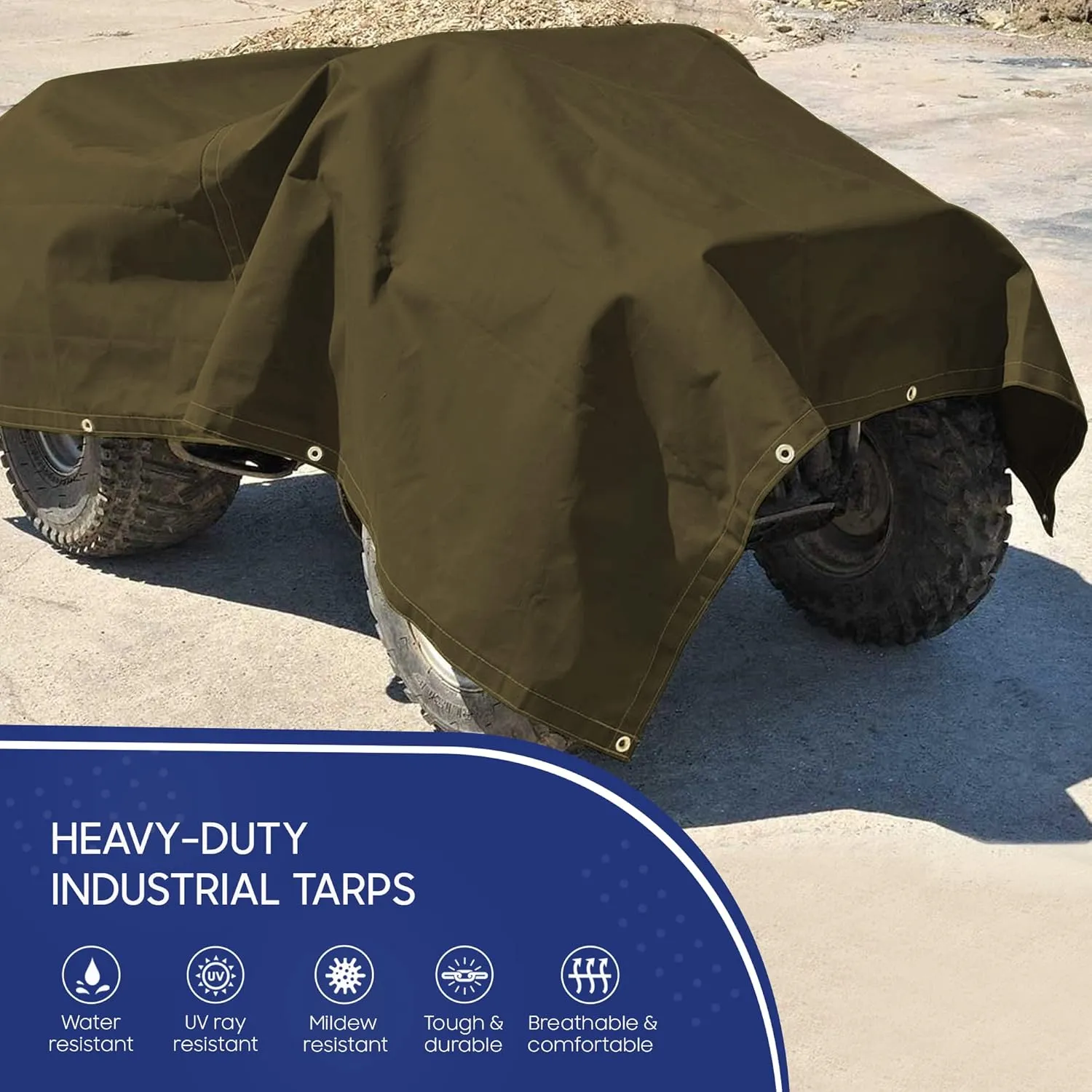 Tarps Now 8x12 ft Heavy Duty Canvas Tarp | 20 MIL Commercial Grade, Tear Resistant, Reinforced Edges, Brass Grommets | Ideal for Construction, Trucking, Manufacturing, Automotive – Olive Color