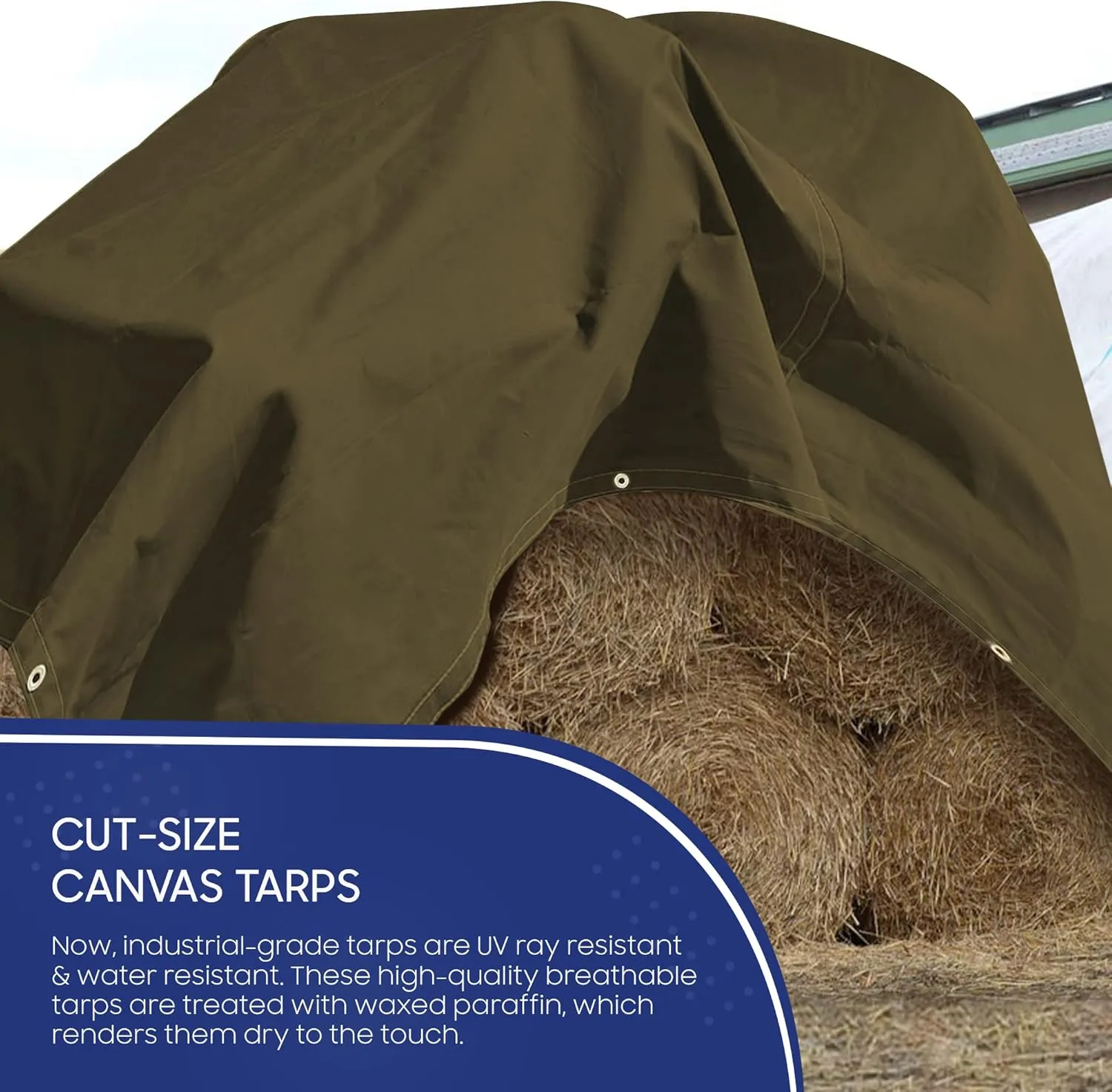 Tarps Now 8x12 ft Heavy Duty Canvas Tarp | 20 MIL Commercial Grade, Tear Resistant, Reinforced Edges, Brass Grommets | Ideal for Construction, Trucking, Manufacturing, Automotive – Olive Color