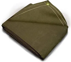 Tarps Now 8x12 ft Heavy Duty Canvas Tarp | 20 MIL Commercial Grade, Tear Resistant, Reinforced Edges, Brass Grommets | Ideal for Construction, Trucking, Manufacturing, Automotive – Olive Color