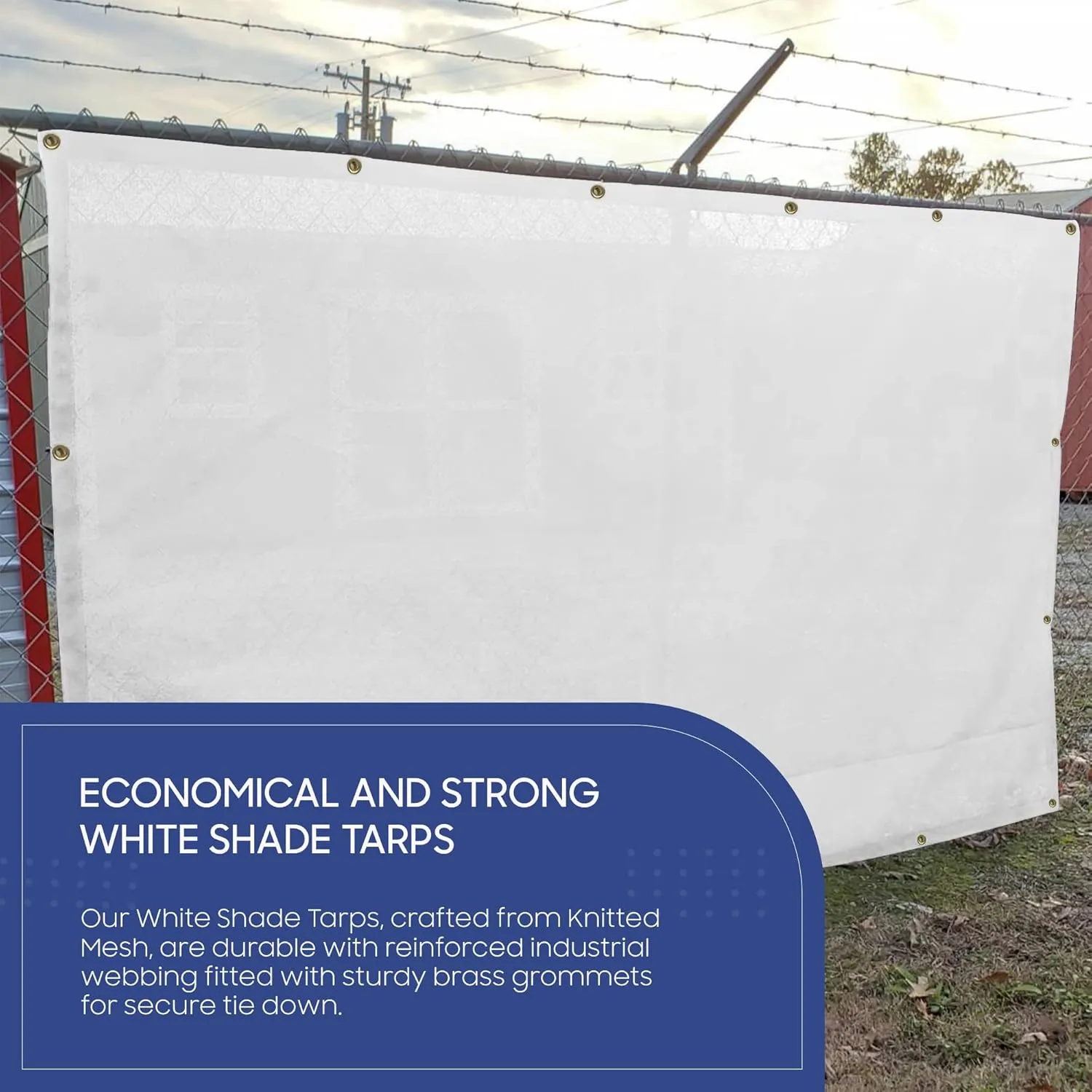 Tarps Now Heavy Duty Mesh Tarp, (6' X 10') with 75% Shade and Brass Grommets - Multipurpose Protective Cover Tarpaulin with Air Flow for Tie Downs, Shade, Fences, Canopies, Dump Trucks - White