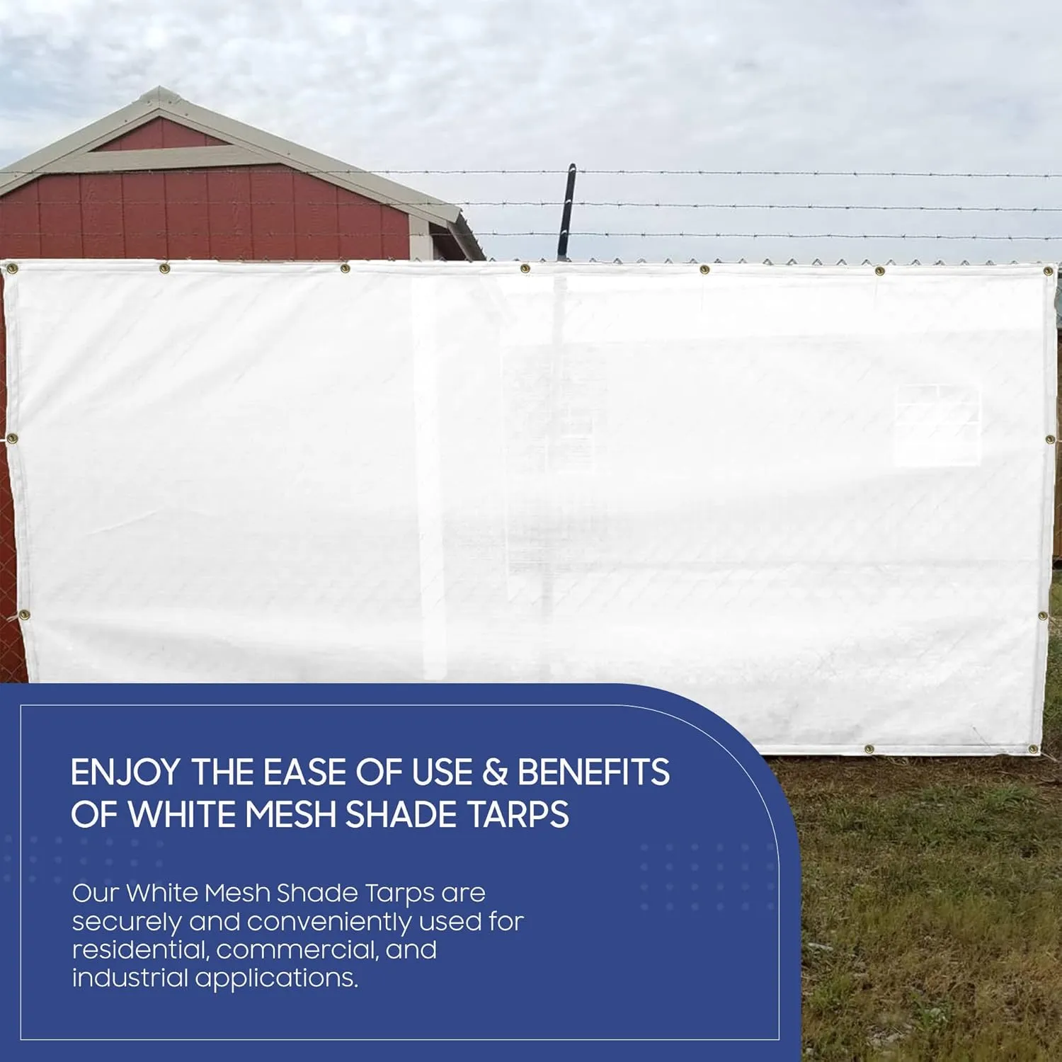 Tarps Now Heavy Duty Mesh Tarp, (6' X 10') with 75% Shade and Brass Grommets - Multipurpose Protective Cover Tarpaulin with Air Flow for Tie Downs, Shade, Fences, Canopies, Dump Trucks - White