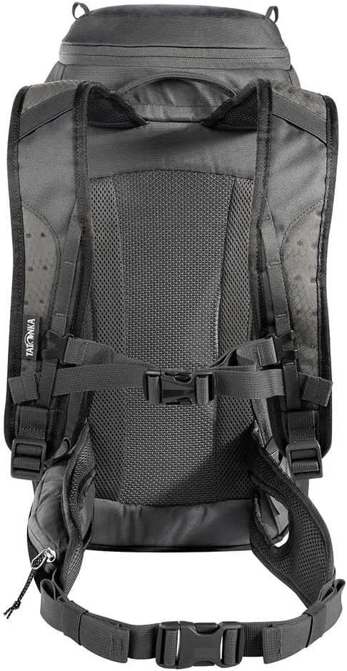 Tatonka Hiking Backpack with Ventilated Back System, Hip Belt with Zip Pocket and rain Cover, Titanium Grey/Black, 22 litres