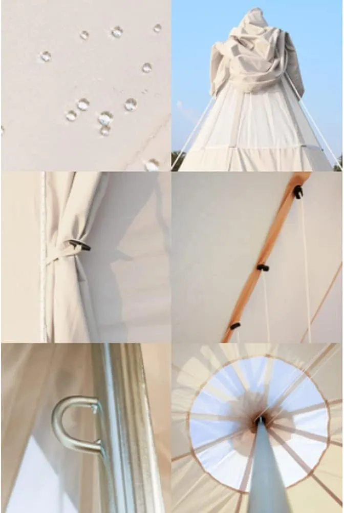 Teepee Tent for Adults Outdoor Camping 4 Season Family Camping Yurt Tent Waterproof Tipi Tents for Hunting Family Team Backpacking Camping Hiking (Beige 300X300X250CM) (Beige 300X300X250CM)