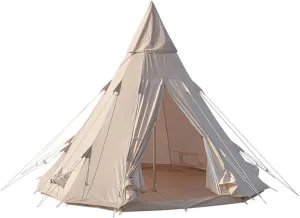 Teepee Tent for Adults Outdoor Camping 4 Season Family Camping Yurt Tent Waterproof Tipi Tents for Hunting Family Team Backpacking Camping Hiking (Beige 300X300X250CM) (Beige 300X300X250CM)