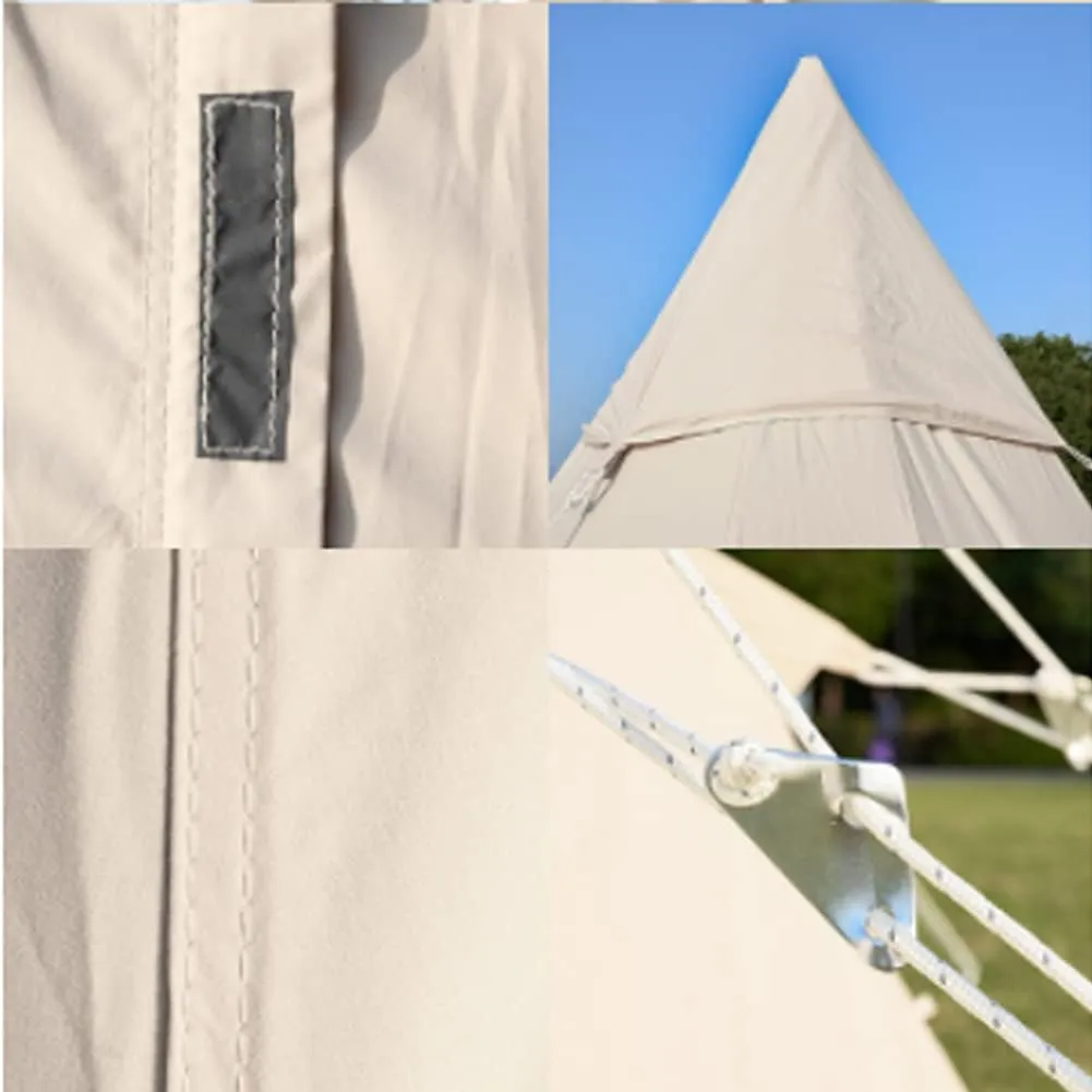 Teepee Tent for Adults Outdoor Camping 4 Season Family Camping Yurt Tent Waterproof Tipi Tents for Hunting Family Team Backpacking Camping Hiking (Beige 300X300X250CM) (Beige 300X300X250CM)