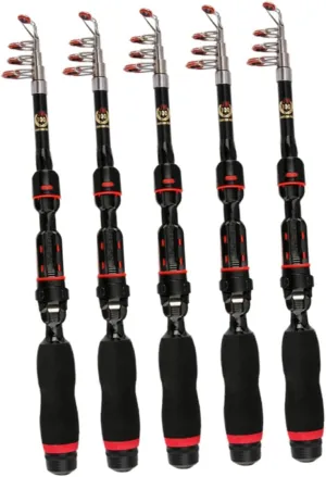 Telescopic Fishing Rod Portable Folding Pole Meters Lightweight Accessory for Fishing Enthusiasts Black Color for Freshwater Saltwater Use