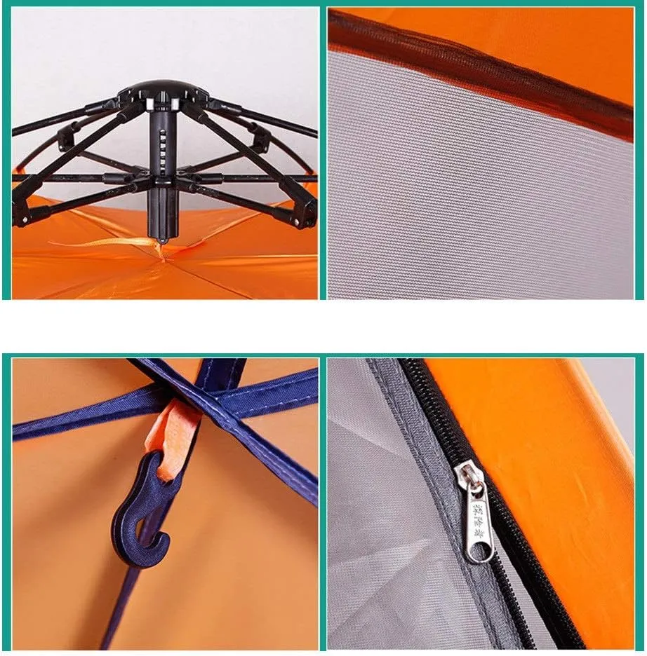 Tent 4 Season Large Capacity for 5-8 Person Camping Backpacking Tent Lightweight Waterproof Double Layer Pop-up Automatic for Hiking Travel (Orange) (Orange)