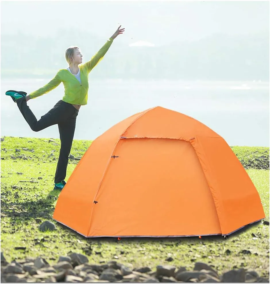 Tent 4 Season Large Capacity for 5-8 Person Camping Backpacking Tent Lightweight Waterproof Double Layer Pop-up Automatic for Hiking Travel (Orange) (Orange)