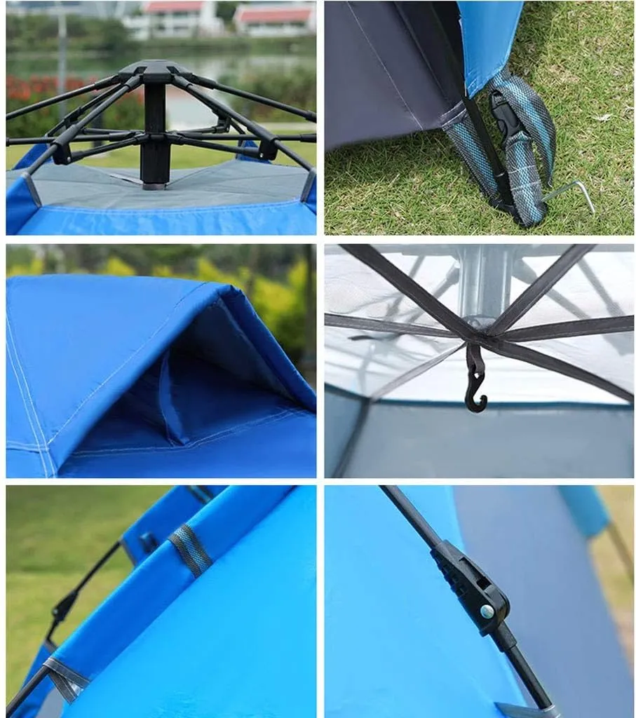 Tent 6-9 Person Hexagon Mongolian Yurt Tent Rainproof Anti-UV Breathable Double Layer Camping Tent for Outdoor Camping Yurt (Color : Sky Blue)