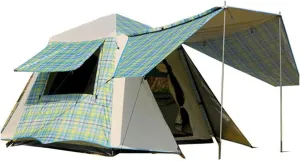Tent Family Camping Tent 3-4 Person Tents Automatic Quick Open Waterproof Four Sides Breathable Outdoor Hiking Tents Yurt (Color : Green Grid)