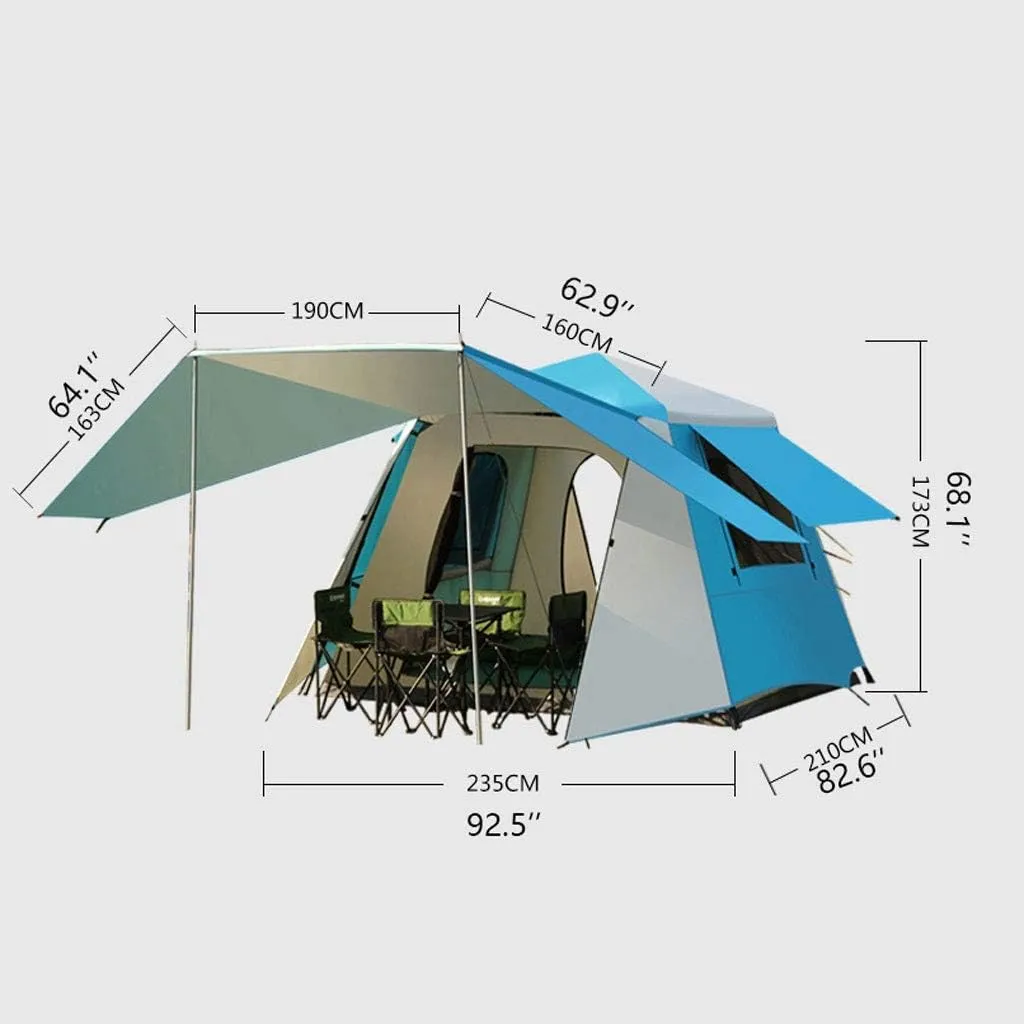 Tent Family Camping Tent 3-4 Person Tents Automatic Quick Open Waterproof Four Sides Breathable Outdoor Hiking Tents Yurt (Color : Green Grid)