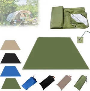 Tent Footprint, Waterproof Camping Tarp with Ground Spikes, Oxford Cloth Ground Tarp with Backpack Storage, Moisture Proof Floor Mat for Outdoor Hiking Camping(Green,2.1x1)