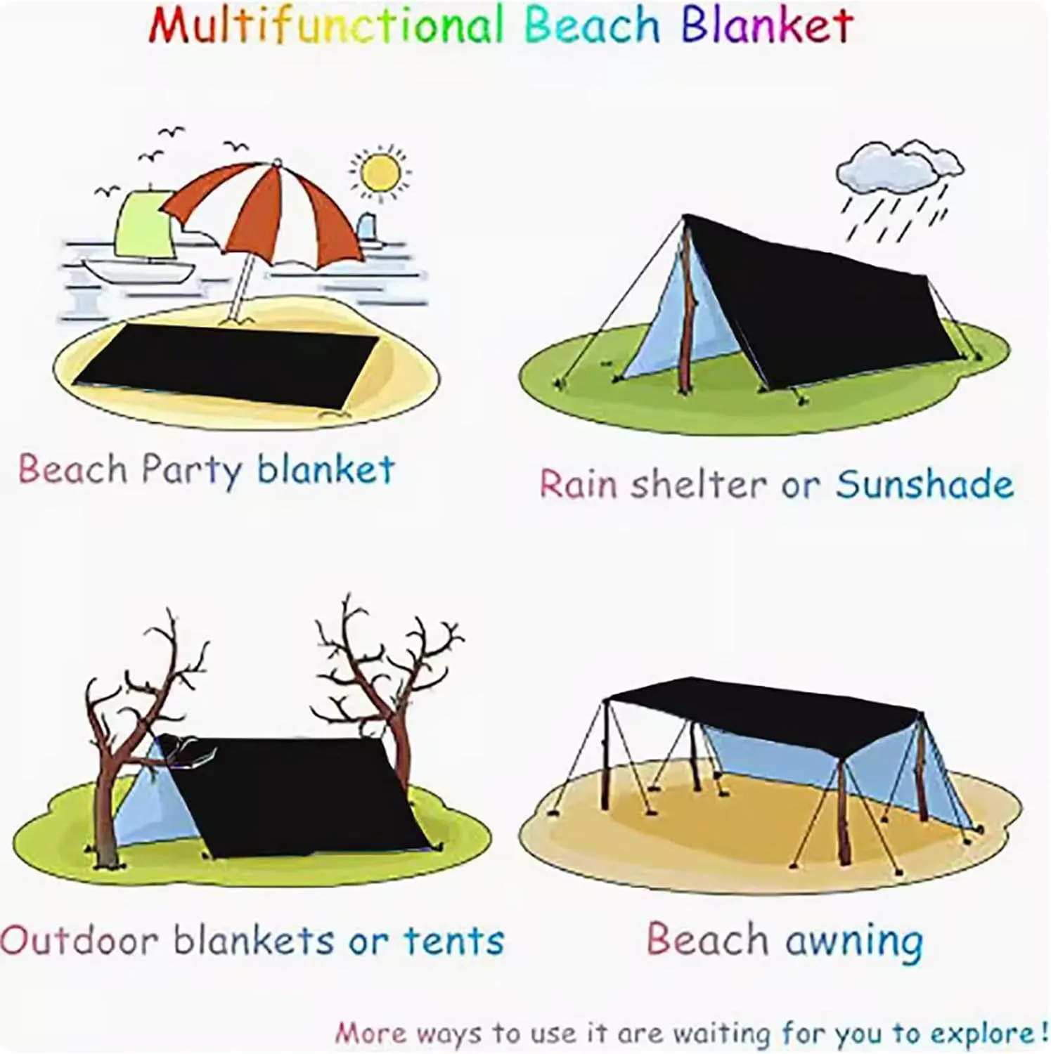 Tent Footprint, Waterproof Camping Tarp with Ground Spikes, Oxford Cloth Ground Tarp with Backpack Storage, Moisture Proof Floor Mat for Outdoor Hiking Camping(Green,2.1x1)