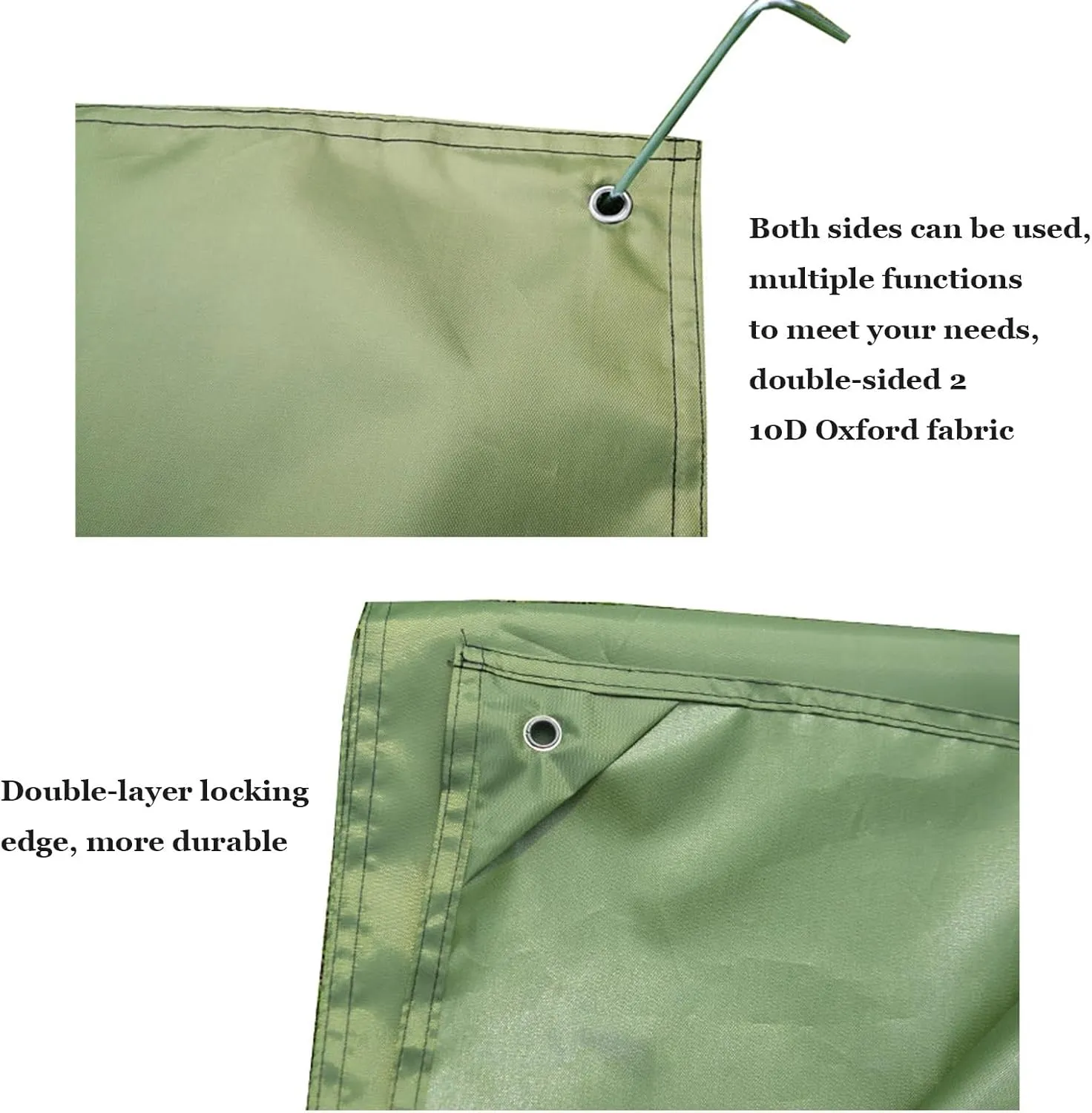 Tent Footprint, Waterproof Camping Tarp with Ground Spikes, Oxford Cloth Ground Tarp with Backpack Storage, Moisture Proof Floor Mat for Outdoor Hiking Camping(Green,2.1x1)