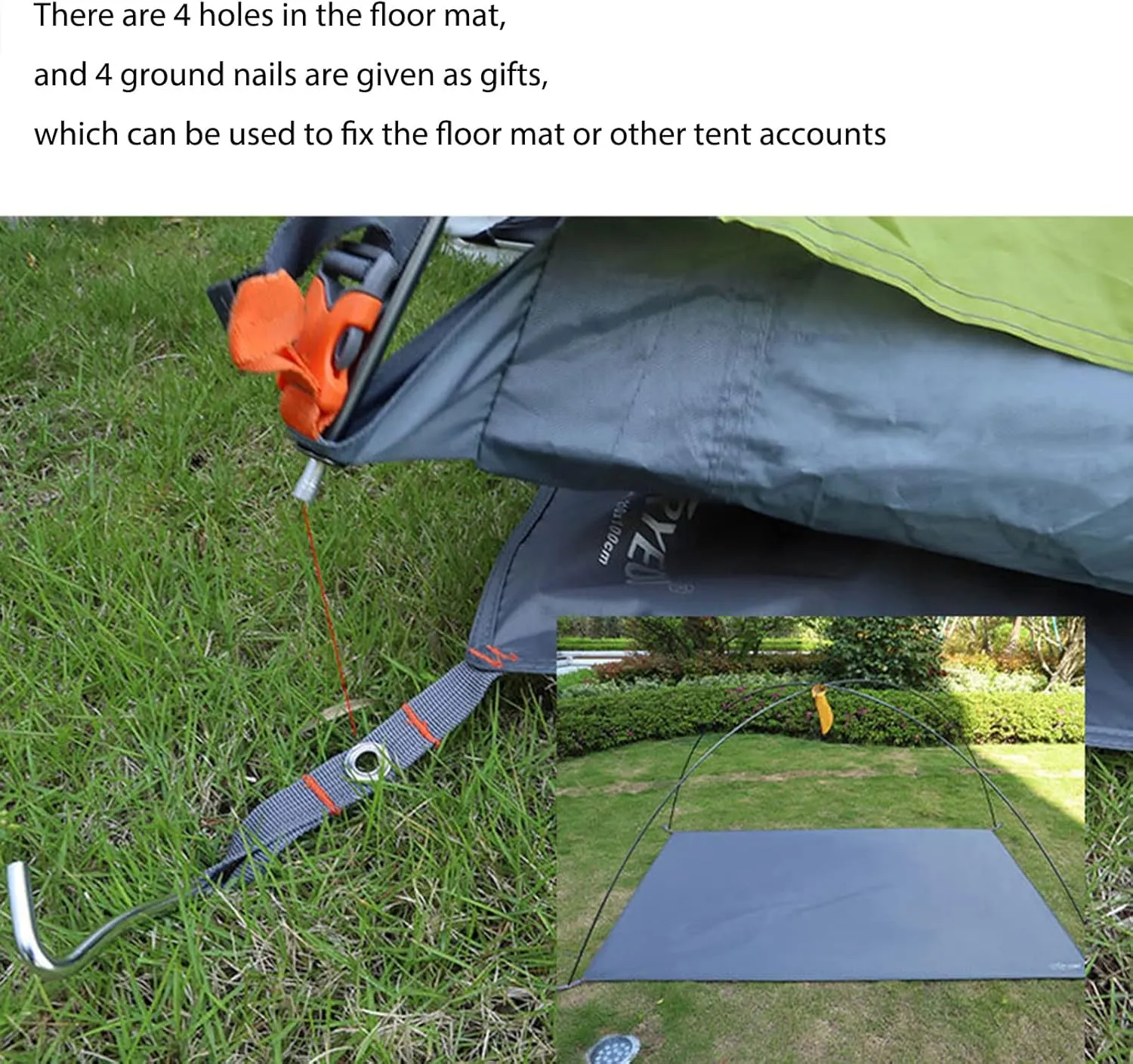 Tent Footprints Outdoor Camping Tent Floor Mat Moisture Proof Ground Sheet 210D Oxford Cloth Ultralight Waterproof Wear-Resistant Multi-Purpose Shading Trap with Tent Stakes