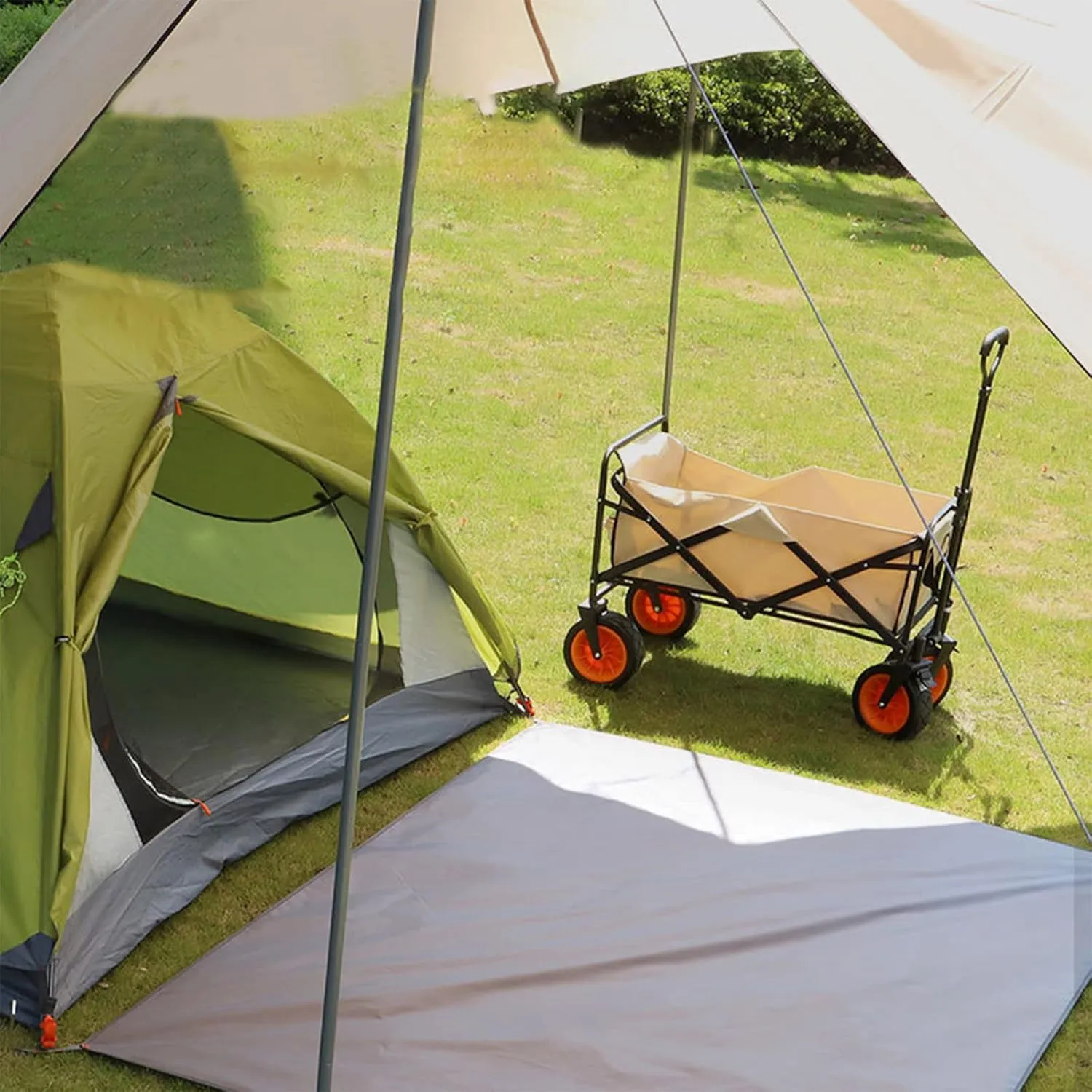 Tent Footprints Outdoor Camping Tent Floor Mat Moisture Proof Ground Sheet 210D Oxford Cloth Ultralight Waterproof Wear-Resistant Multi-Purpose Shading Trap with Tent Stakes