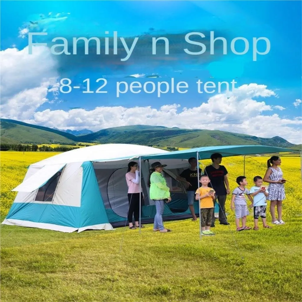 Tent Outdoor Tent for 5-8 People, Rainproof, Thickened, Two-Bedroom and One-Living Room Camping Folding Tent Outdoor Tent
