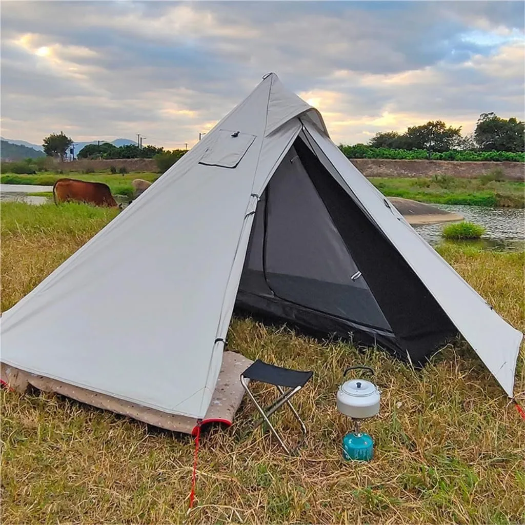 Tent Outdoor Waterproof Camping Double-Layer Tent Set Single Wood Stove Chimney Tent Camping Tent Outdoor Tent